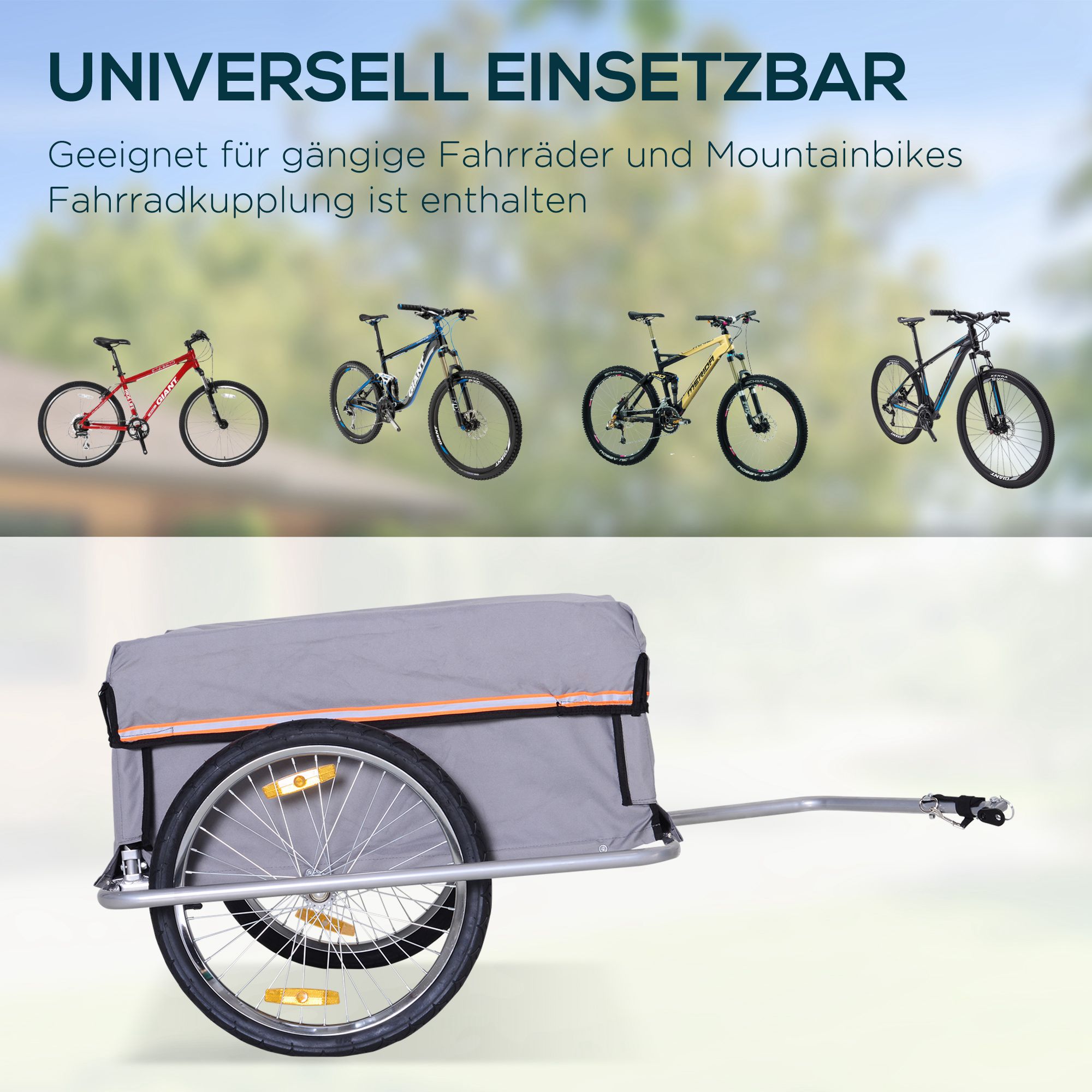 Fahrradanhänger Klappbar Lastenanhänger mit Kupplung,Transportwagen bis 40 kg belastbar, Transportanhänger Anhänger für Fahrrad Handwagen 140 x 88 x 60 cm