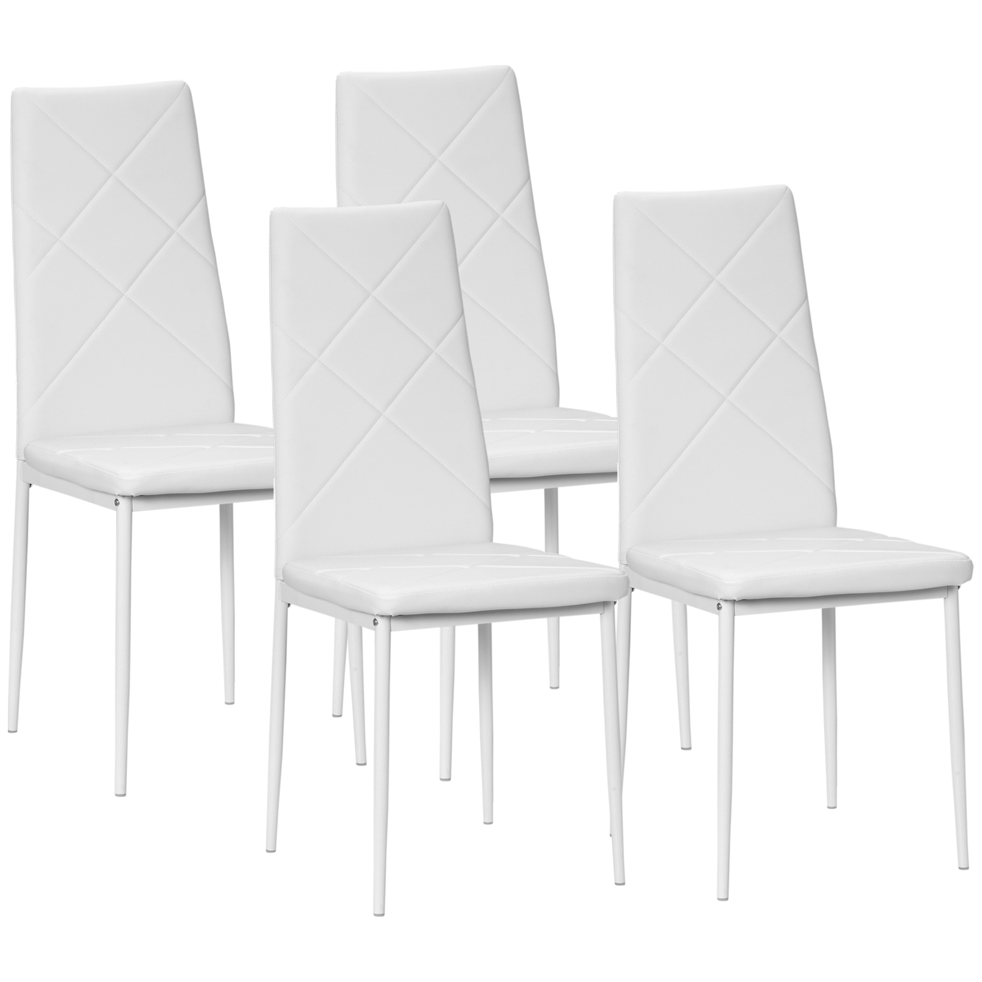 4er-Set Stühle, Esszimmerstühle, Küchenstühle, 41 cm x 50 cm x 97 cm, Weiß