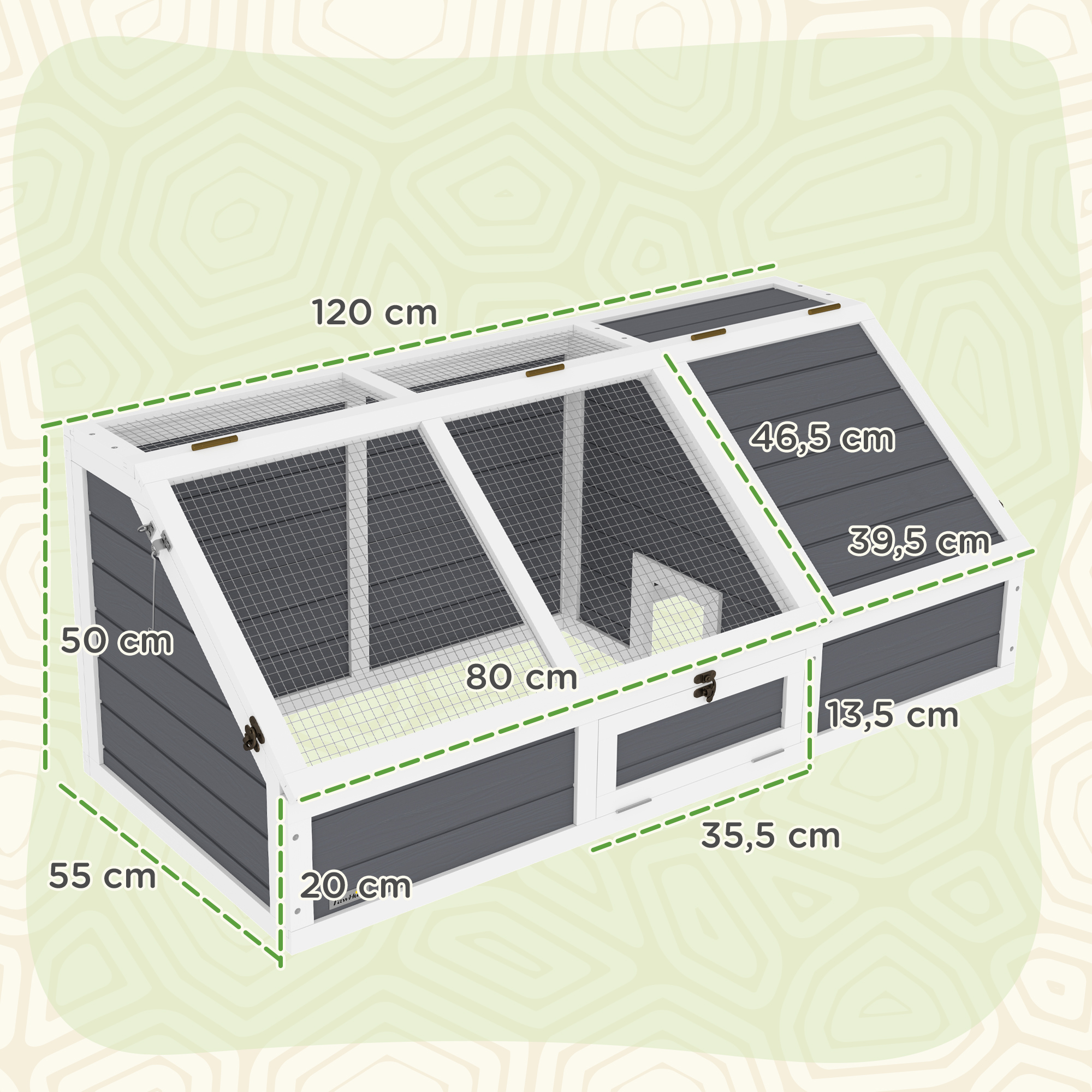 Schildkrötenbox, Outdoor Schildkrötengehege, bodenloses Design, leicht zu öffnen, Schildkrötenhaus, Hellgrau