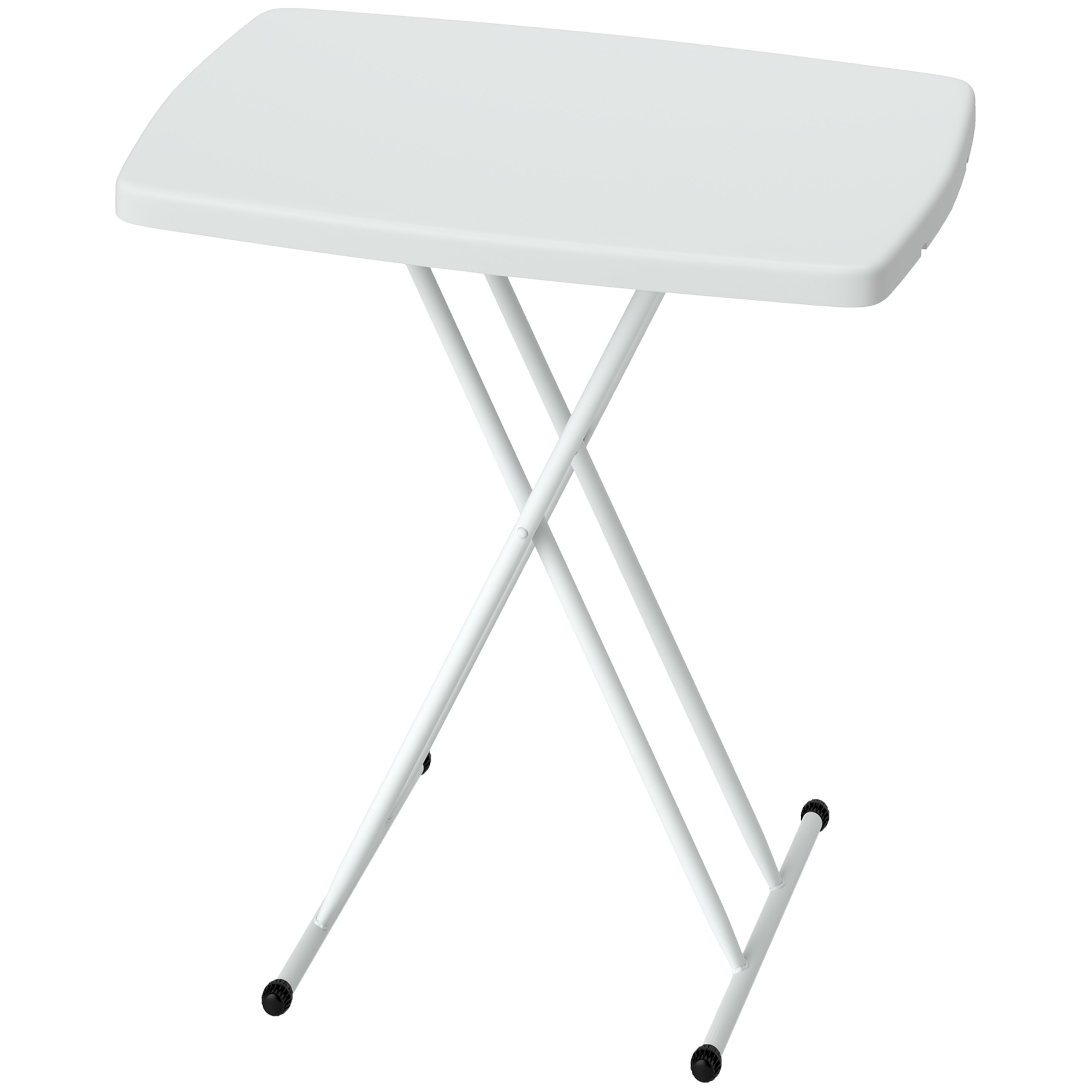 Gartentisch, Tragbarer Tisch für den Außenbereich aus Kunststoff und Metall, Bistrotisch, für Terrasse, Garten, Weiß