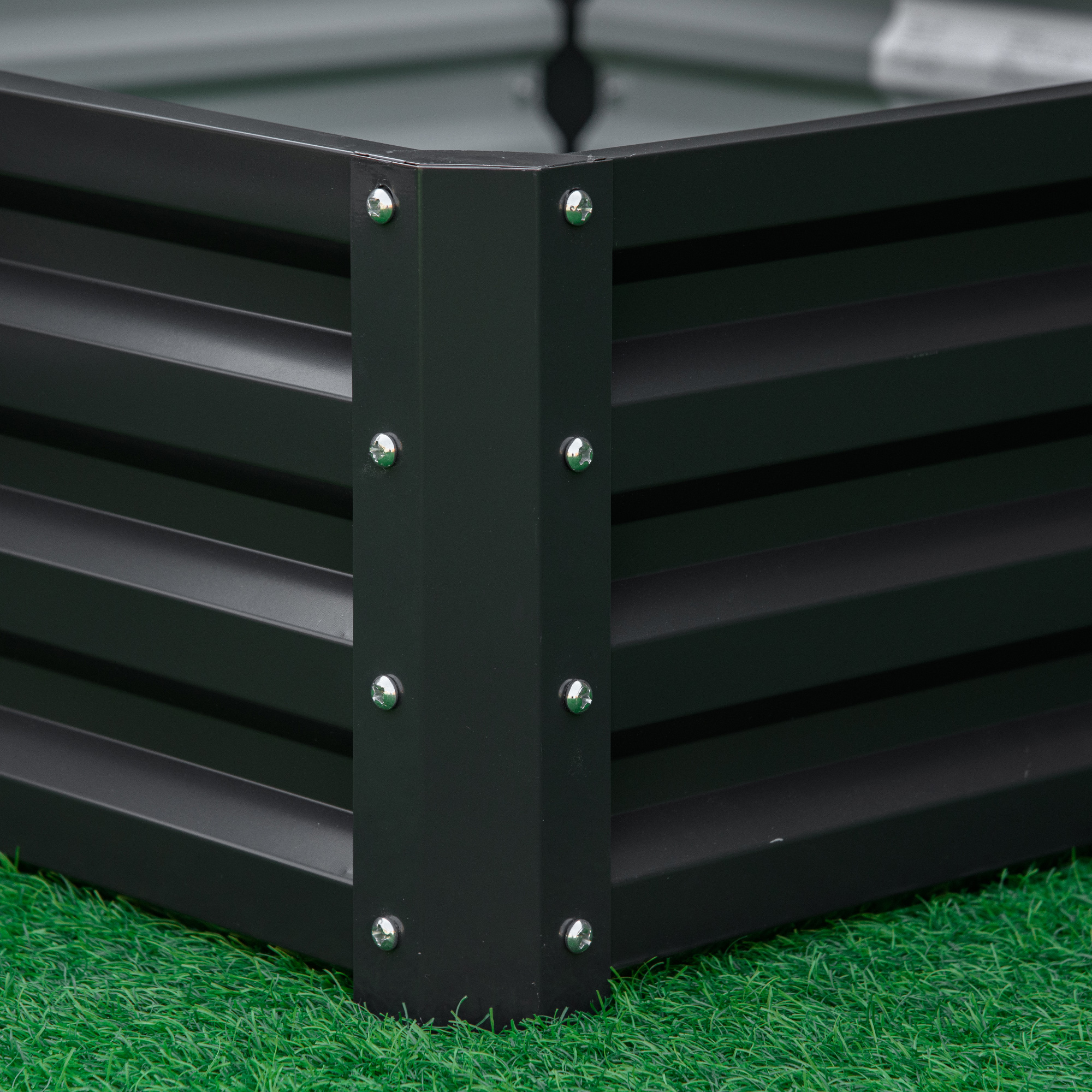 Gartenbeet, Pflanzkasten mit Stahlgehäuse, Grau, 120 x 120 x 30 cm