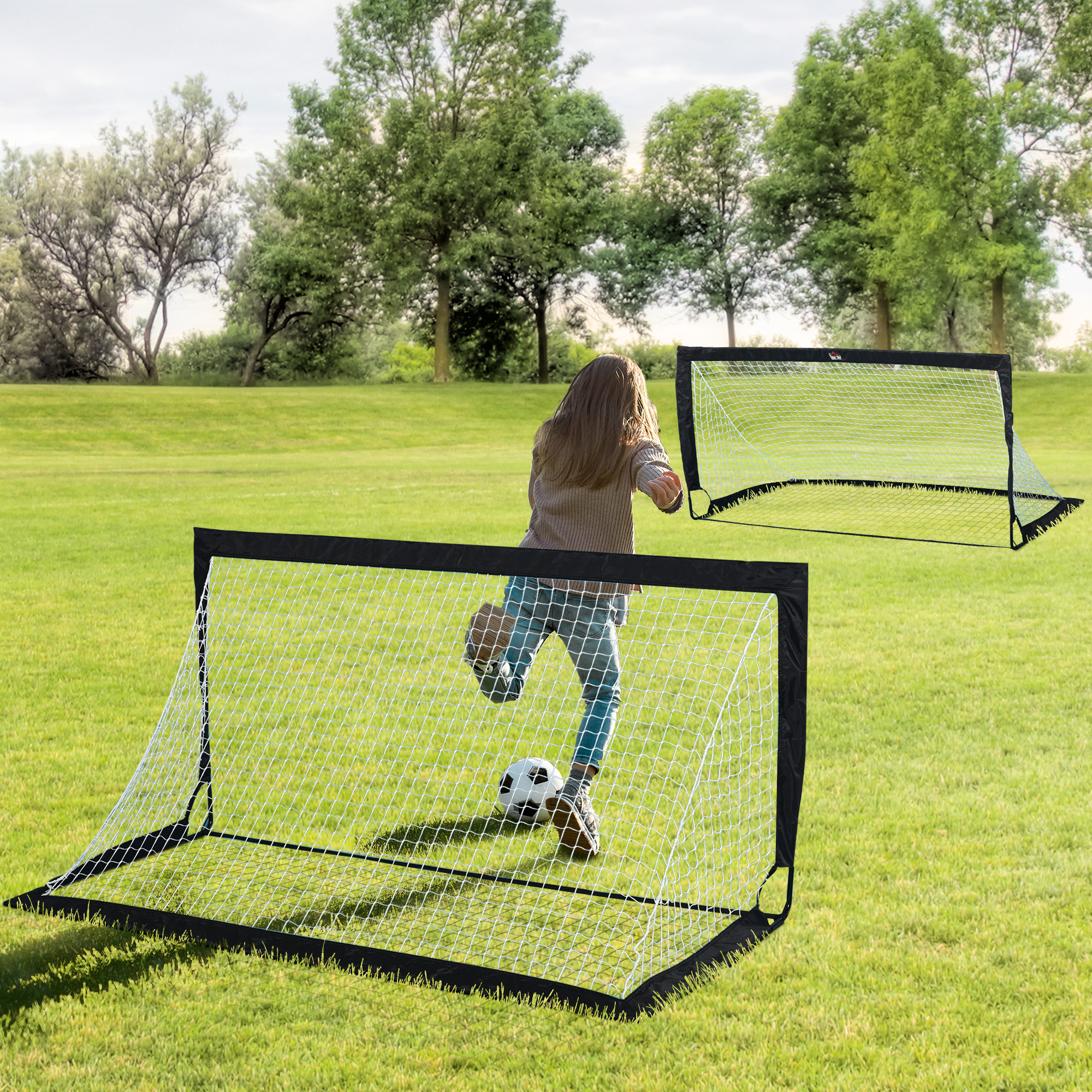 Fußballtor 2er Set faltbar 183 x 90 x 90 cm wetterfest mit Tragetasche Outdoor Fußball Tore für Erwachsene Fußballtore für Freizeit Garten Training Schwarz