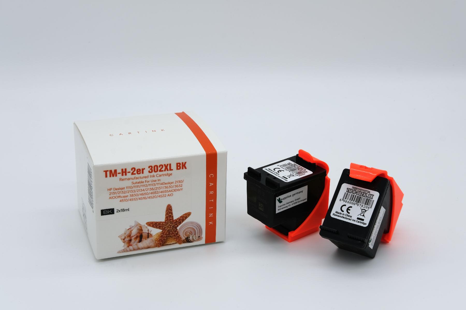 302BKXL Doppelpack Refill Tinte schwarz für HP / F6U68AE / 2x18ml (EU)