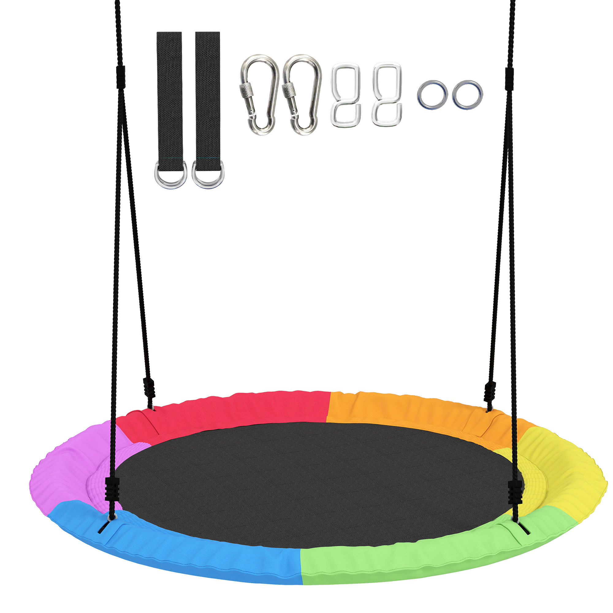 Nestschaukel höhenverstellbar Hängeschaukel Ø 120 cm bis zu 300kg für 3-8 Jahre Kinder, 120 x 120 x 180 cm Mehrfarbig