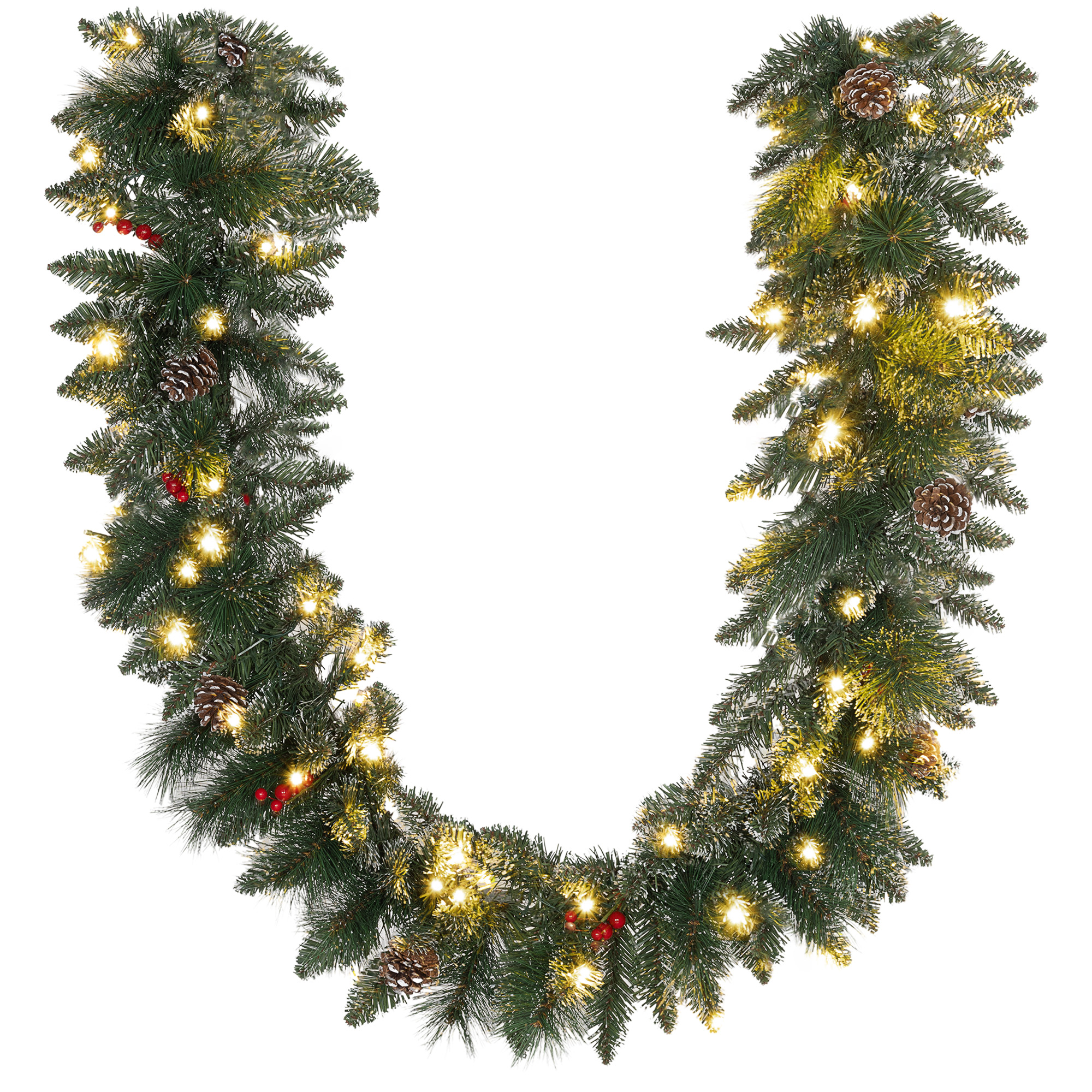 1,8 m künstliche Weihnachtsgirlande mit Lichterkette Blumendekoration Grün