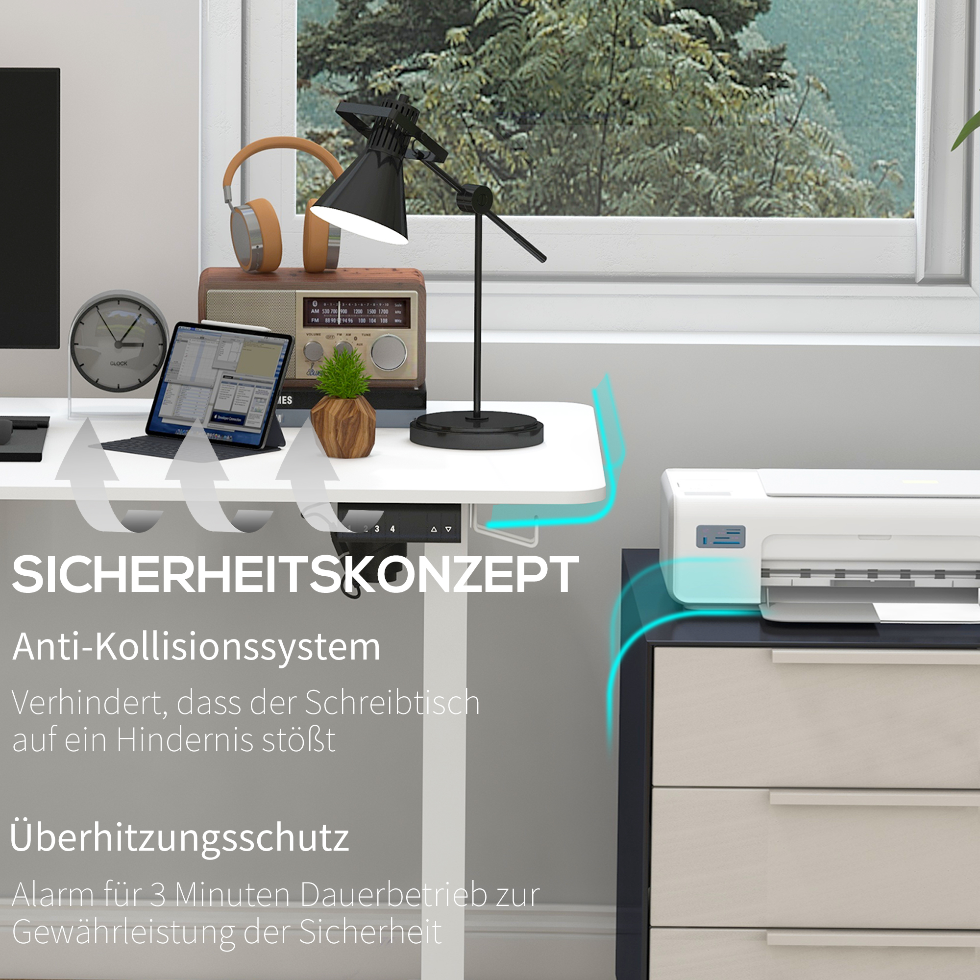 Stehpult höhenverstellbarer Computertisch Schreibtisch, 140 cm x 70 cm x 116 cm, Weiß