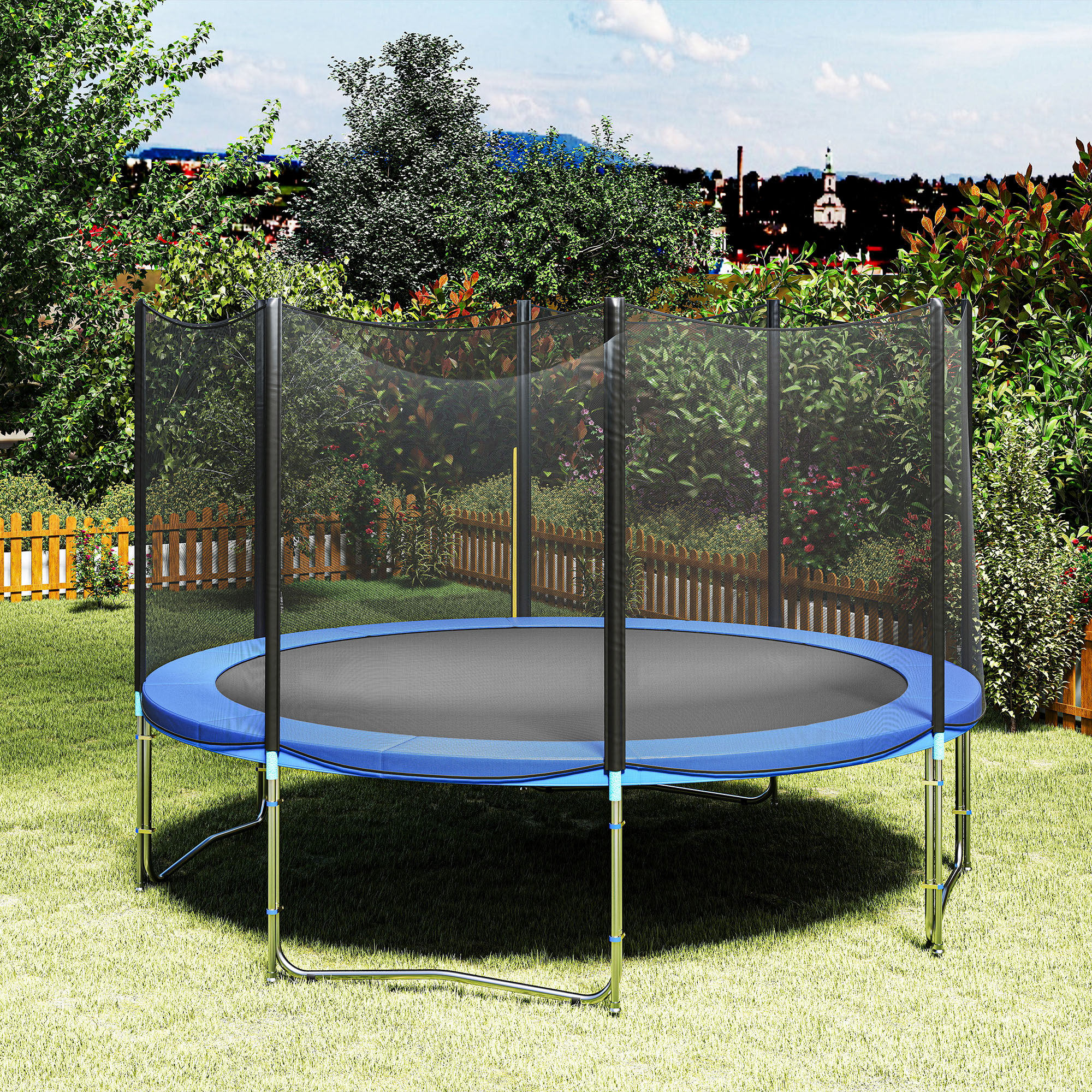Trampolin Randabdeckung Ø366cm cm breit, Reißfest UV-resistent Federabdeckung, Wasserabweisend, Trampolinzubehör Randschutz Sicherheitsnetz Ersatzteile für Gartentrampoline, Blau
