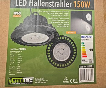 LED-Hallenstrahler PRO 150Watt, 110° / 20000 Lumen, 4000K, 230V / 50Hz, IP65