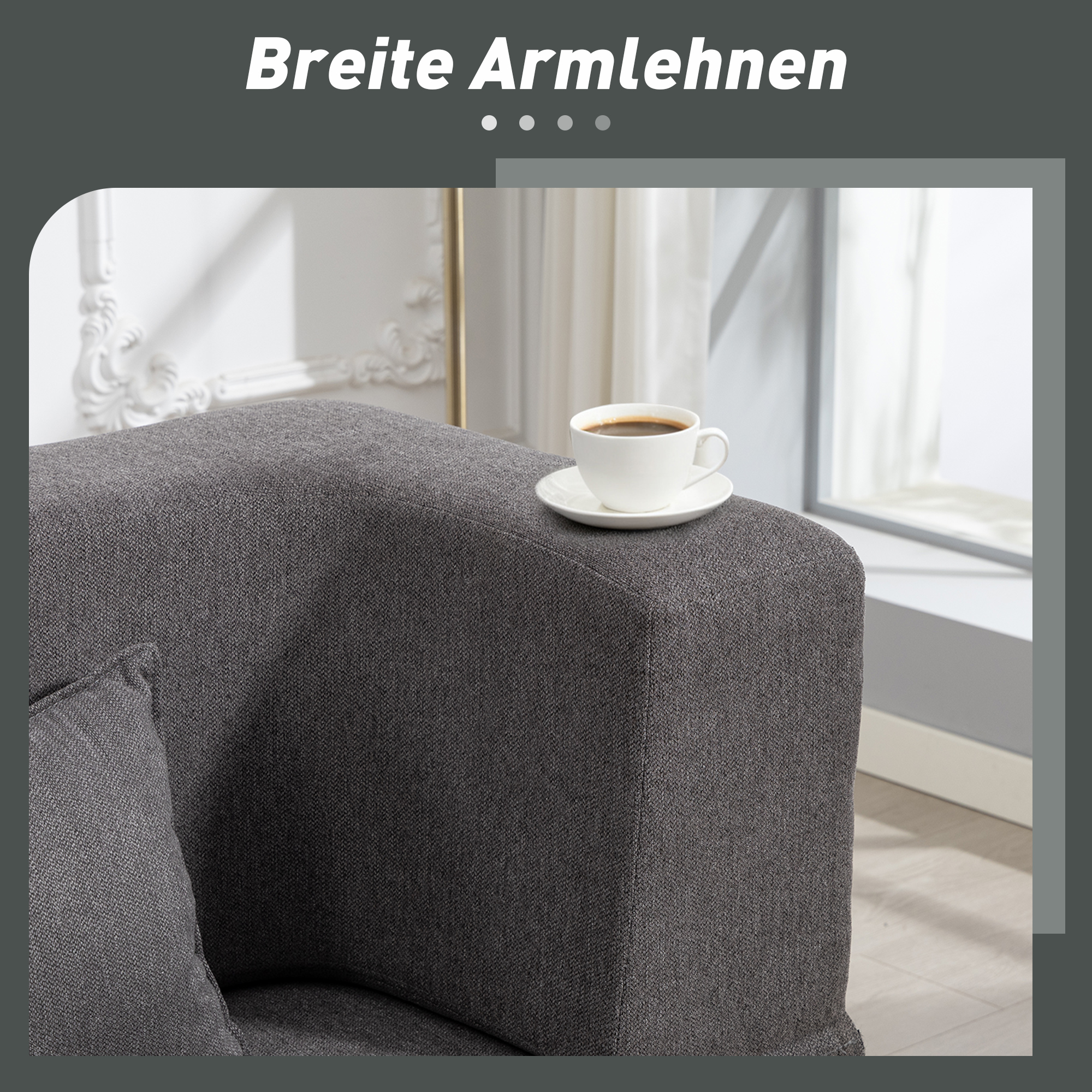 2-Sitzer-Schlafsofa aus Schaumstoff, Schlafcouch mit breiten Armlehnen, 2 Kissen, 360 kg Belastbarkeit, Grau
