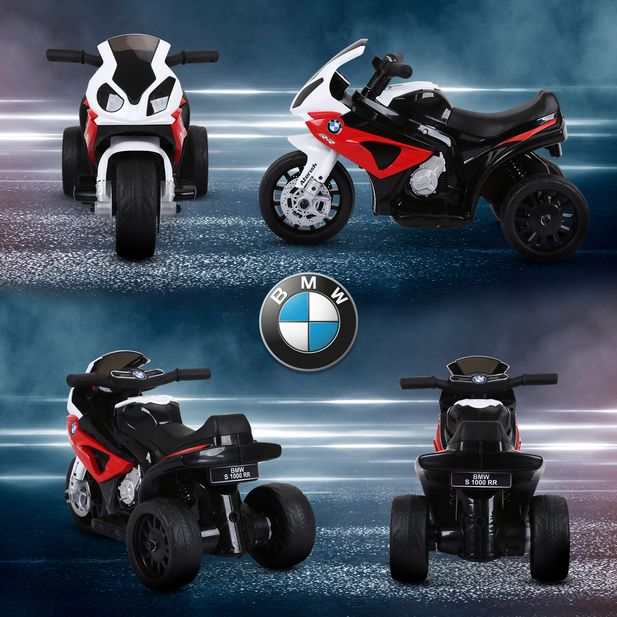Elektro Motorrad Kinder BMW S1000RR 6V Elektromotorrad mit Scheinwerfer, Kindermotorrad mit Musik 2,5 km/h Motorrad für Kinder 18-36 Monaten Rot