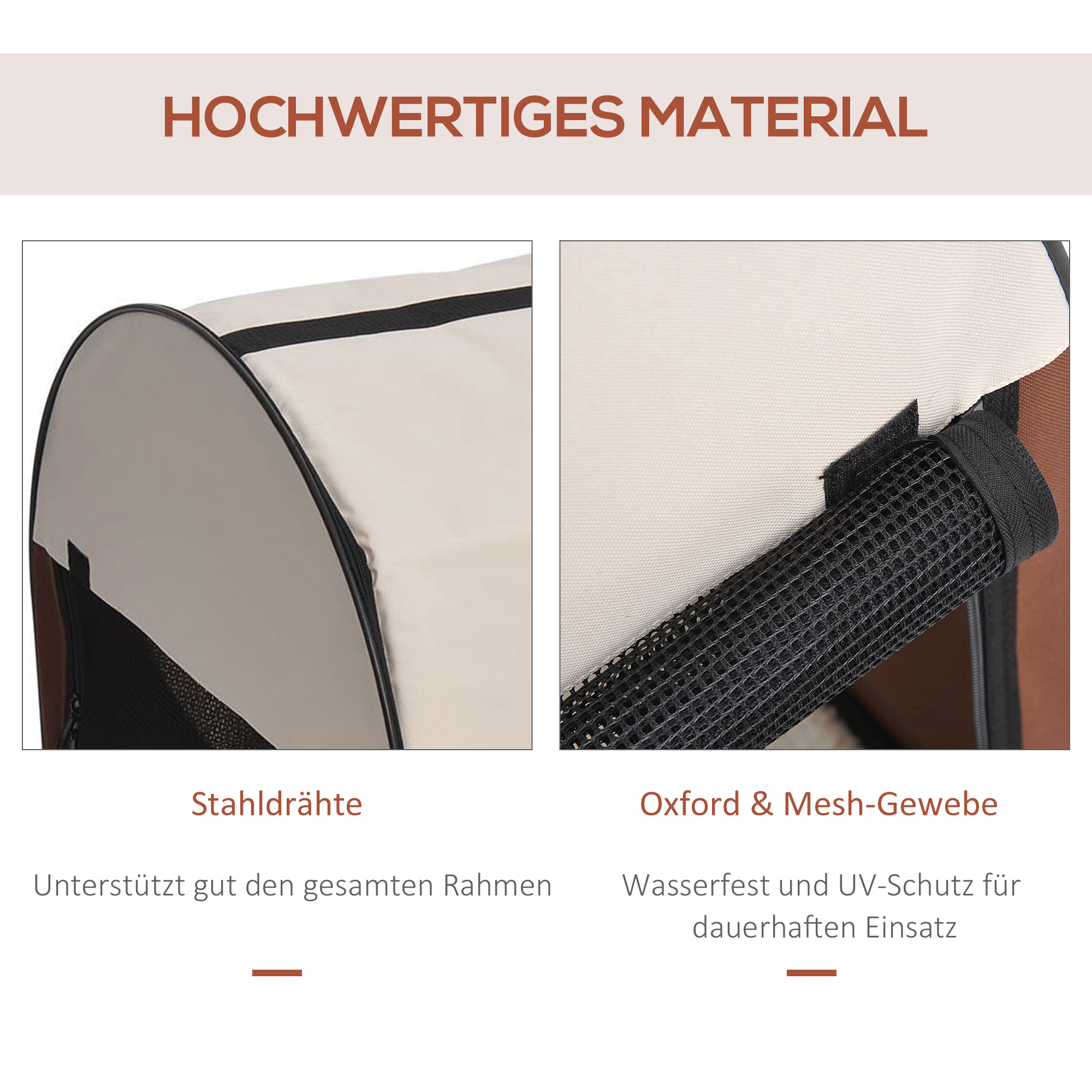 Hundebox faltbare Hundetransportbox Haustierrucksack mit Kissen Reisetasche Transportbox für Tier wasserdicht Oxfordstoff Kaffee 61 x 46 x 51 cm