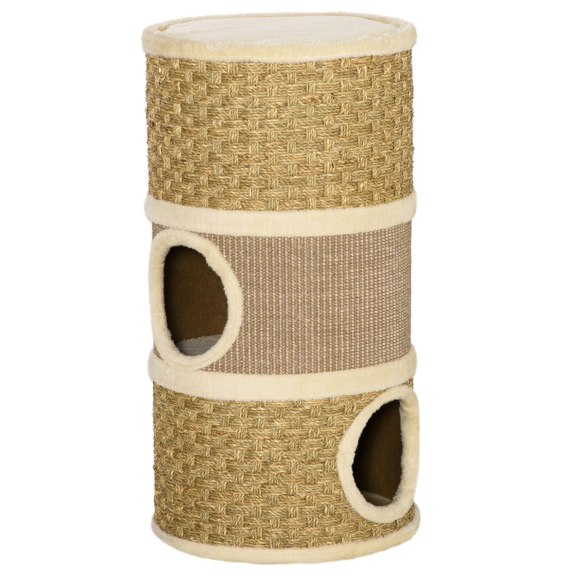 Kratztonne, Höhe 70 cm, Katzenkratzbaum für katzen 3 Ebenen Katzenbaum Kletterbaum Katzenmöbel mit Sisal Plüsch