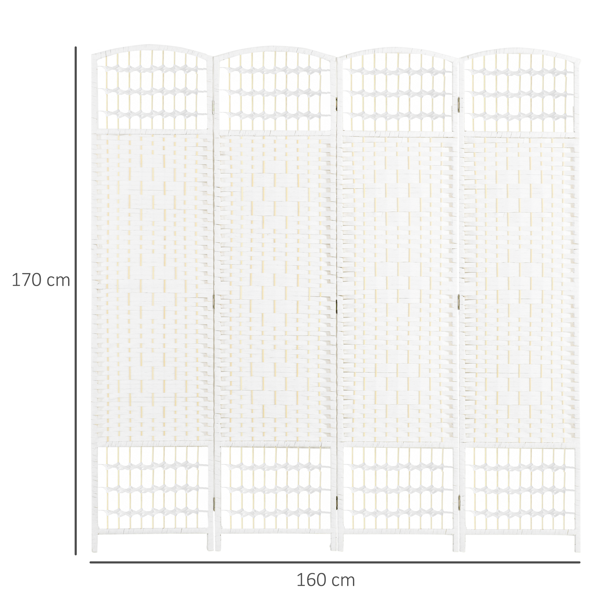 Paravent 4-teilig 160 x 170 cm Faltbar Raumteiler Trennwand aus Wellenfaser Trennwand für Wohnzimmer