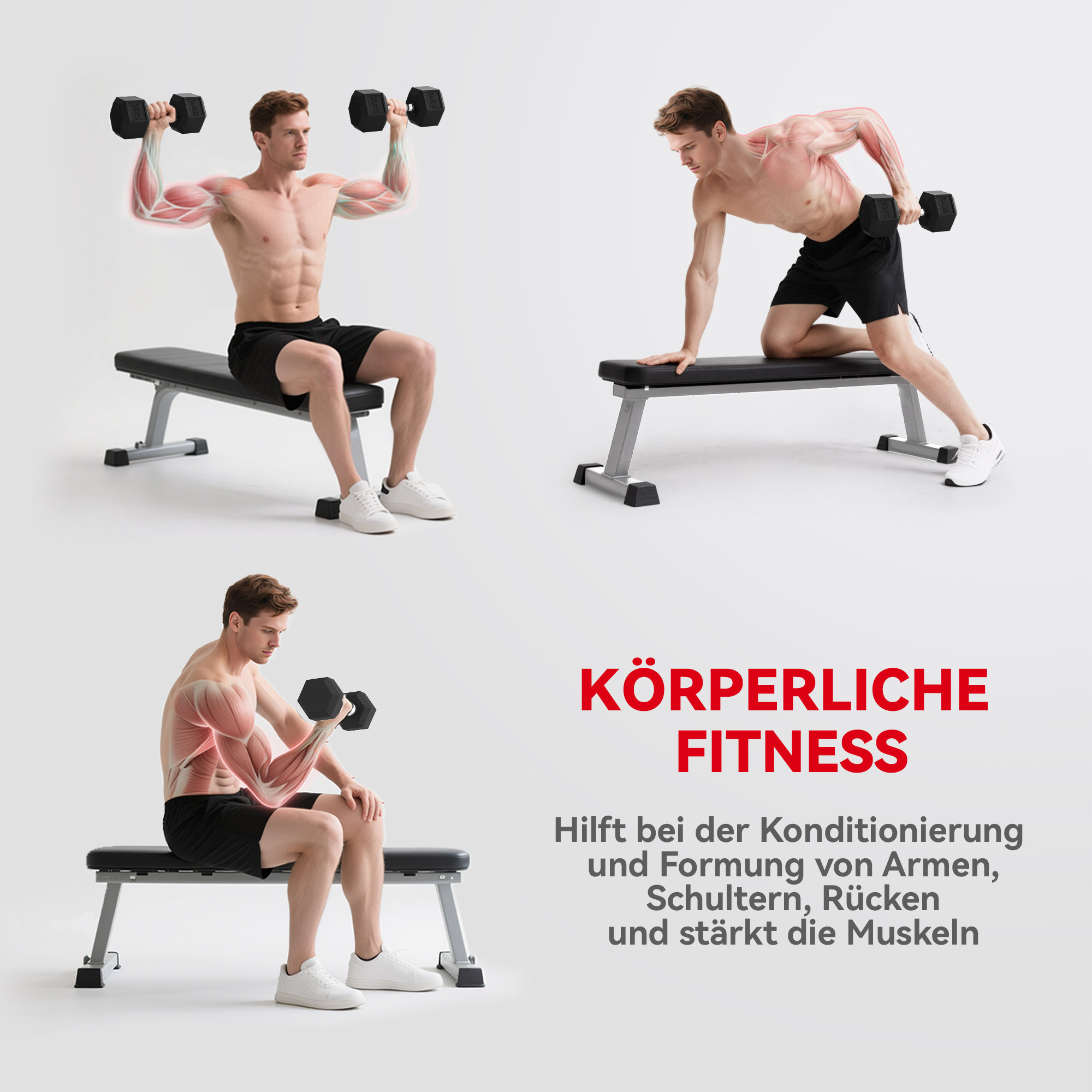 Hanteln mit gerändeltem Griff, Kurzhantel aus Gusseisen, 1 x 20kg, Kurzhanteln für Männer und Frauen, Dumbbell für Zuhause, Fitnessstudio, Krafttraining