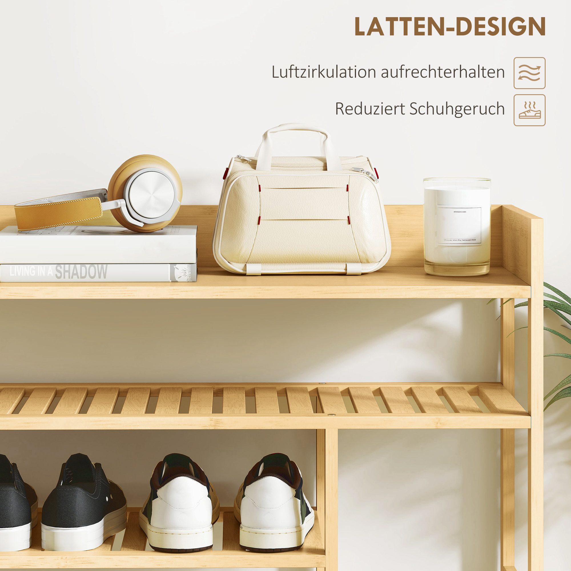 Schuhregal, Schuhständer mit 6 Ebenen, Schublade aus Bambus, für max. 18 Paar Schuhe, Schuhablage für Eingang, Schlafzimmer, 101 x 30 x 100 cm, Natur