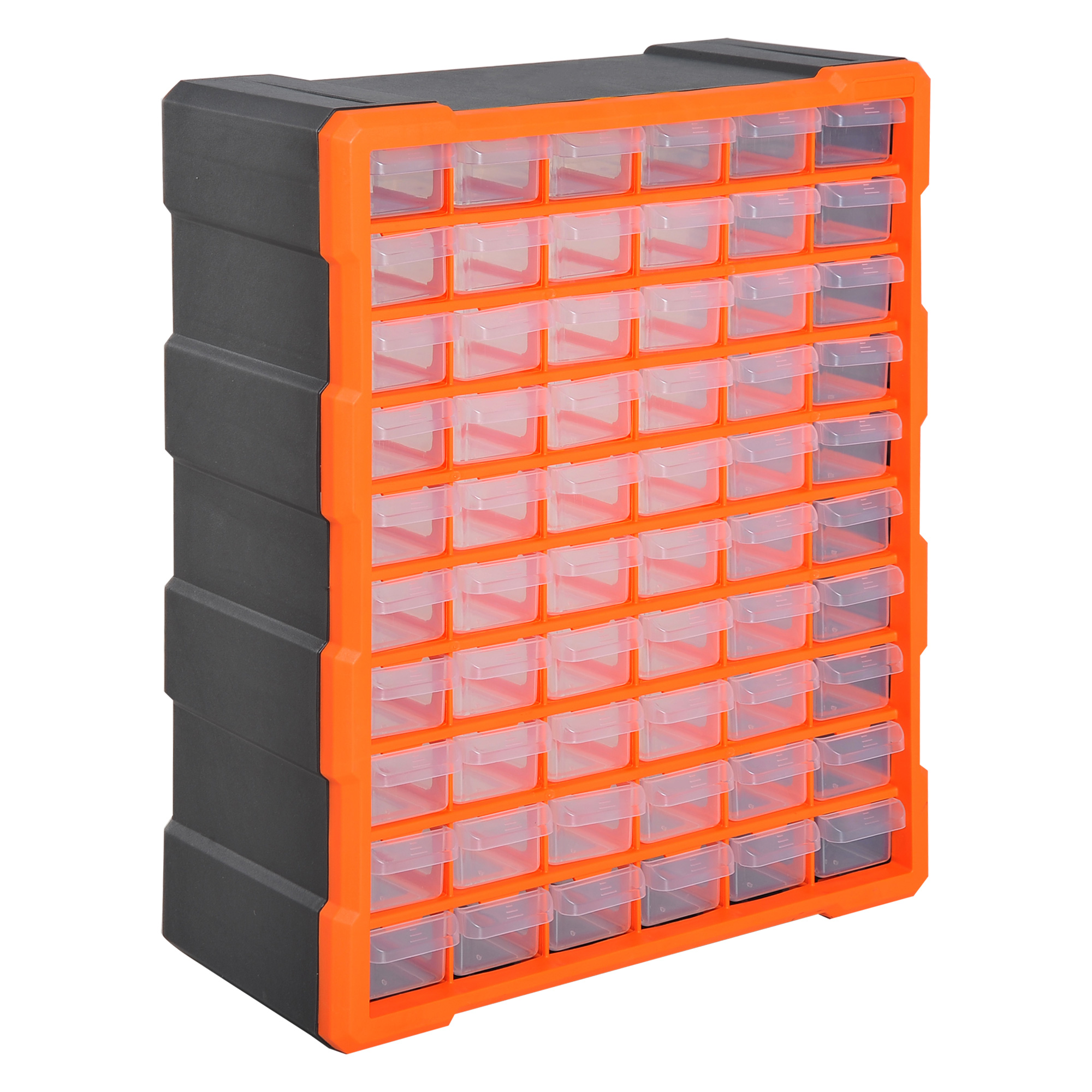 Sortierkasten Kleinteilemagazin Teile Box Aufbewahrungsbox 60 Fächer Orange L38 x B16 x H47,5 cm