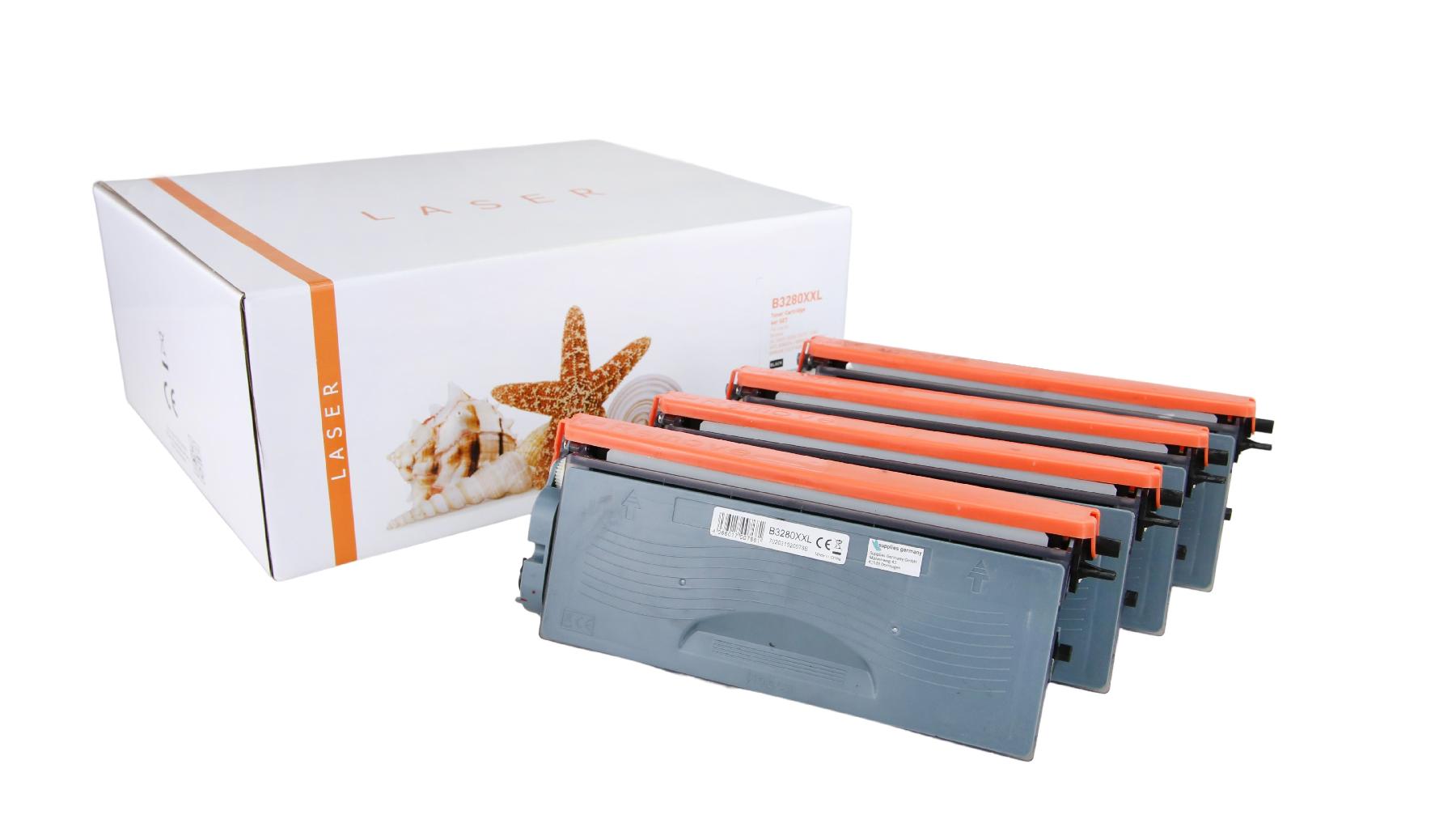 4er Set TN3280XXL alternativ Toner schwarz für  B / TN3280XXL / 4x12.000 Seiten