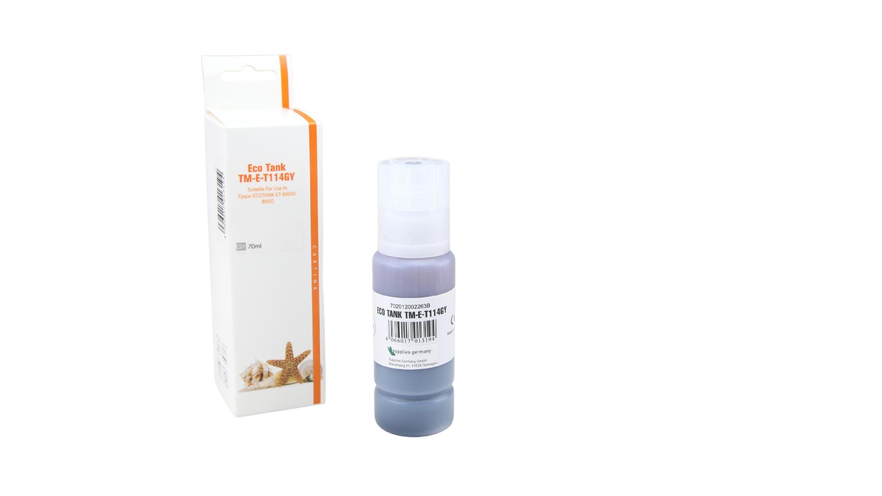 T114GY Eco Tank Nachfüllflasche Grey für Epson / C13T07B540 / 70ml T114GY Eco Tank Nachfüllflasche Grey für Epson / C13T07B540 / 70ml