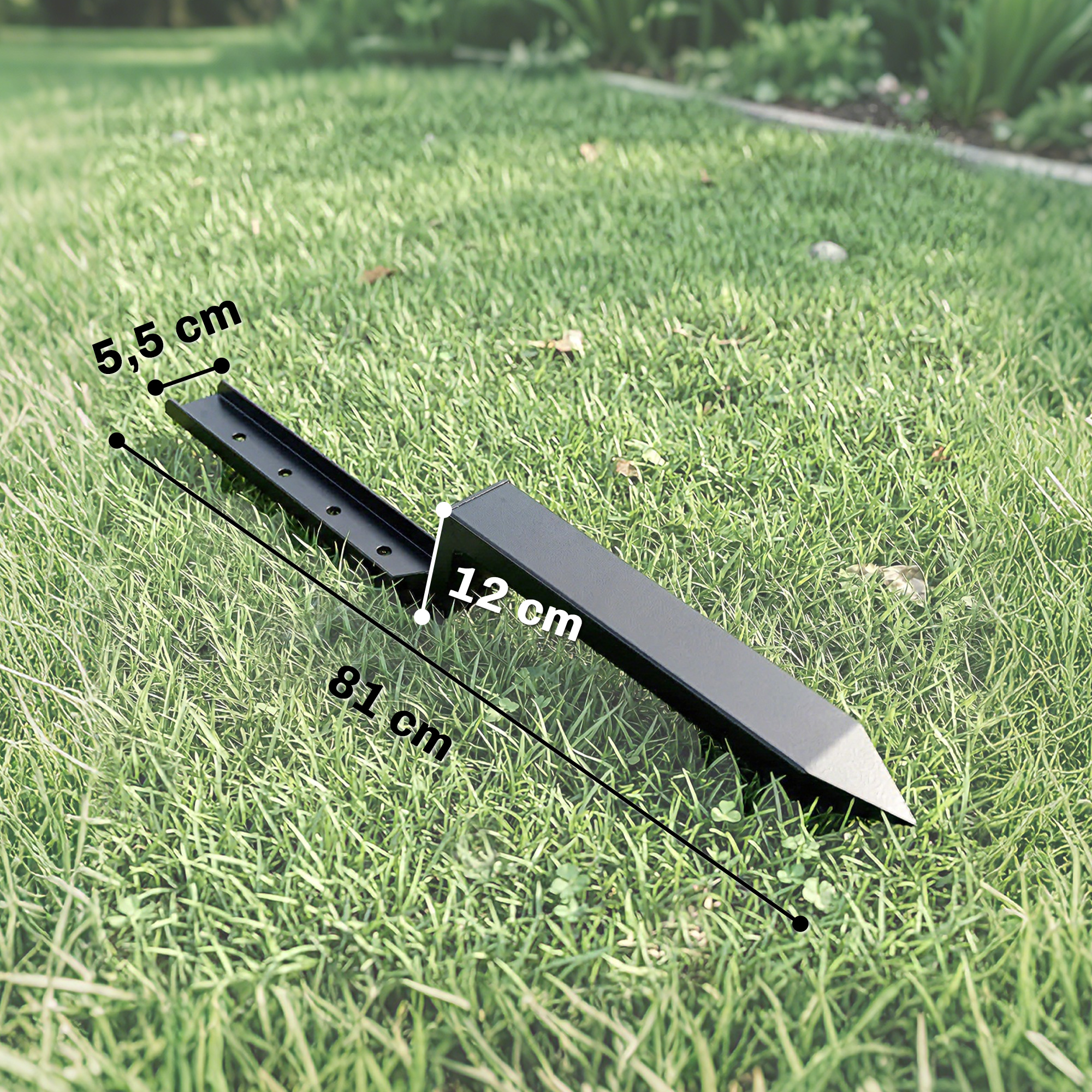 Zaunpfosten Reparaturset 2er-Set Stützpfähle für Zaunpfosten mit Nägeln Bohrer 81 x 5,5 x 12 cm Schwarz