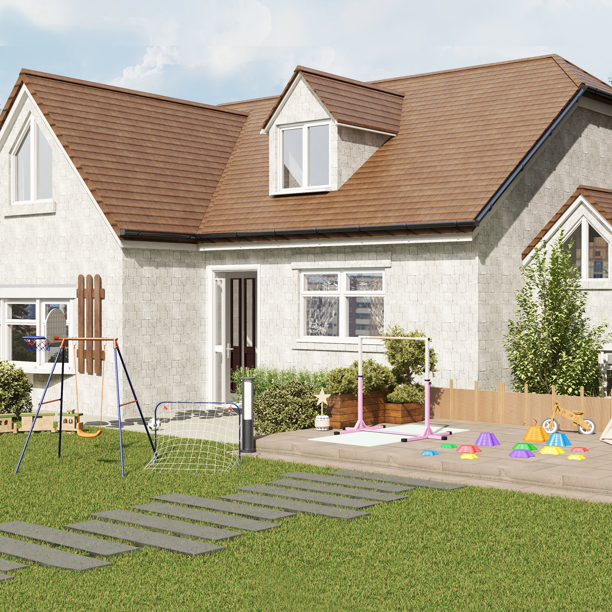 Balance-Steine, Trittsteine, 11 Stück, stapelbar, rutschfest, robust, für innen und außen, belastbar bis 80 kg