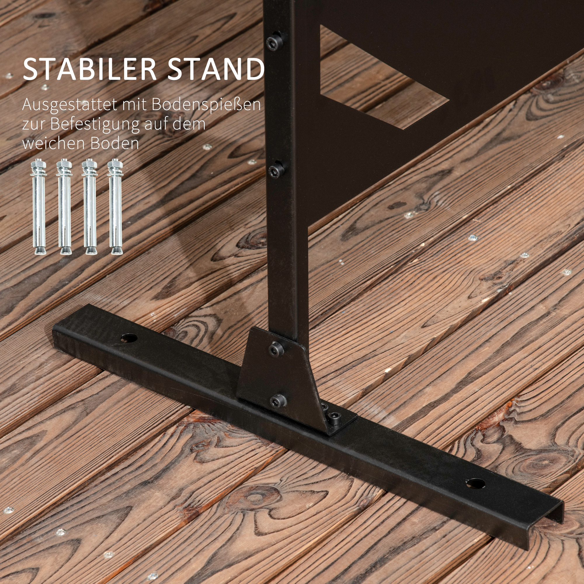 Outdoor-Sichtschutz, lackiert Stahlrahmen, Design: Palmblatt-Silhouette, 1,2 x 2 m, Schwarz