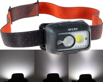 LED-Akku-Stirnlampe 6W+3W / mit Gestensteuerung
