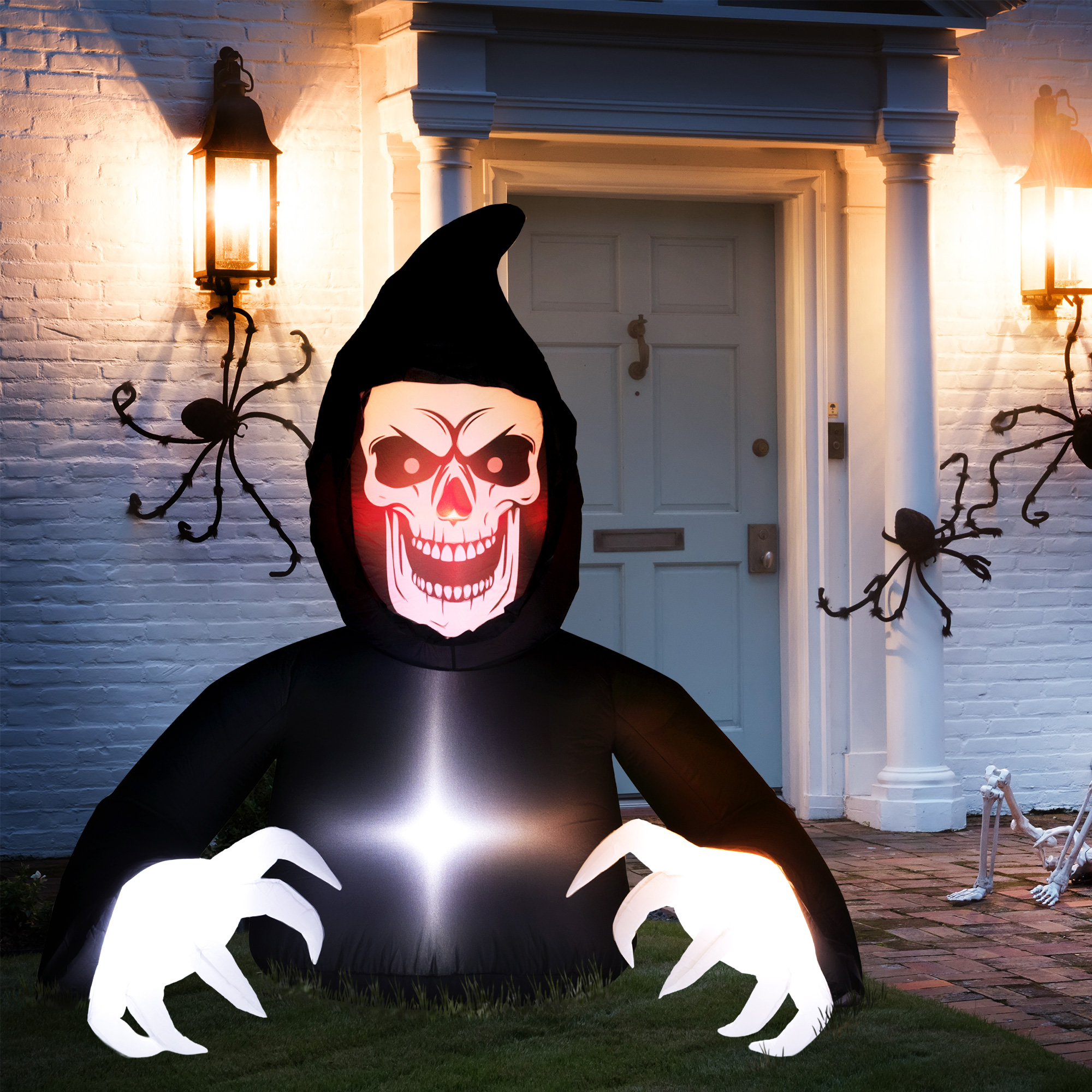 Aufblasbare Halloween-Dekoration, Sensenmann, LED-Leuchten, Gebläse, Kabel Aufblasbare Halloween-Dekoration, Sensenmann, LED-Leuchten, Gebläse, Kabel