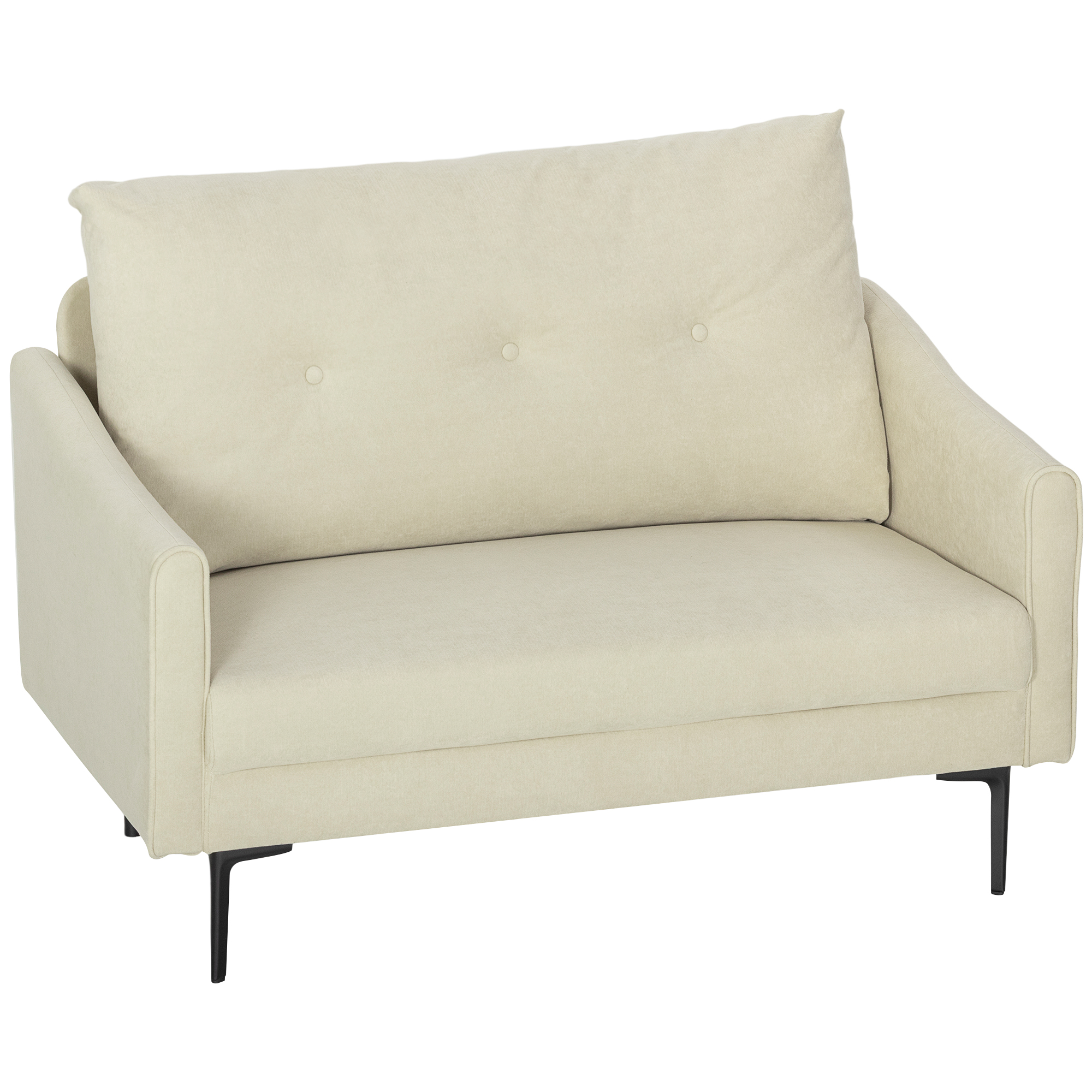 2-Sitzer-Sofa mit Schaumstoff-Polsterung und Stoffbezug, für Wohnzimmer, Schlafzimmer, Metallrahmen, Cremeweiß 2-Sitzer-Sofa mit Schaumstoff-Polsterung und Stoffbezug, für Wohnzimmer, Schlafzimmer, Metallrahmen, Cremeweiß