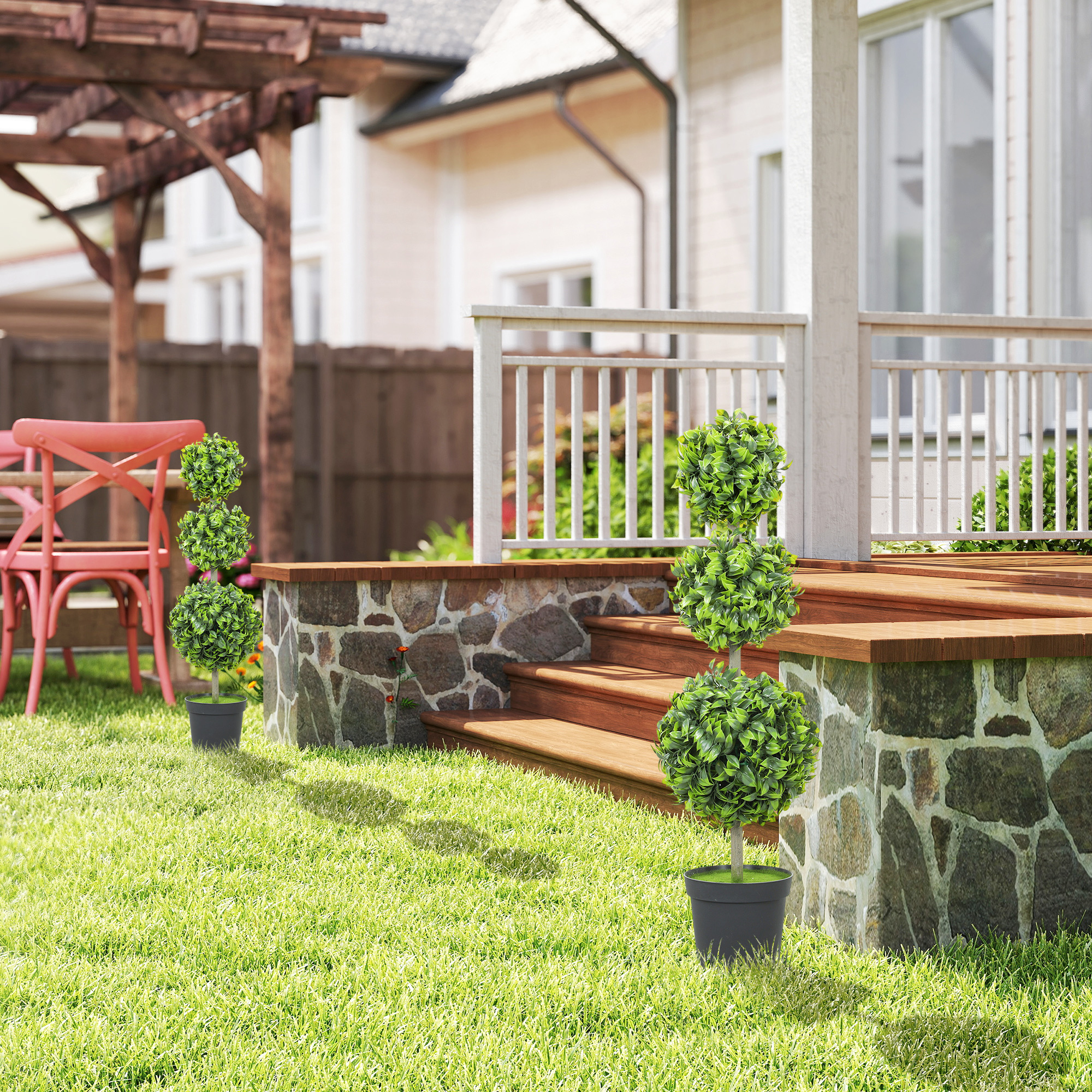 Kunstpflanzen im Topf, Kunststoff-Blätter, beflockte Erde, Grün