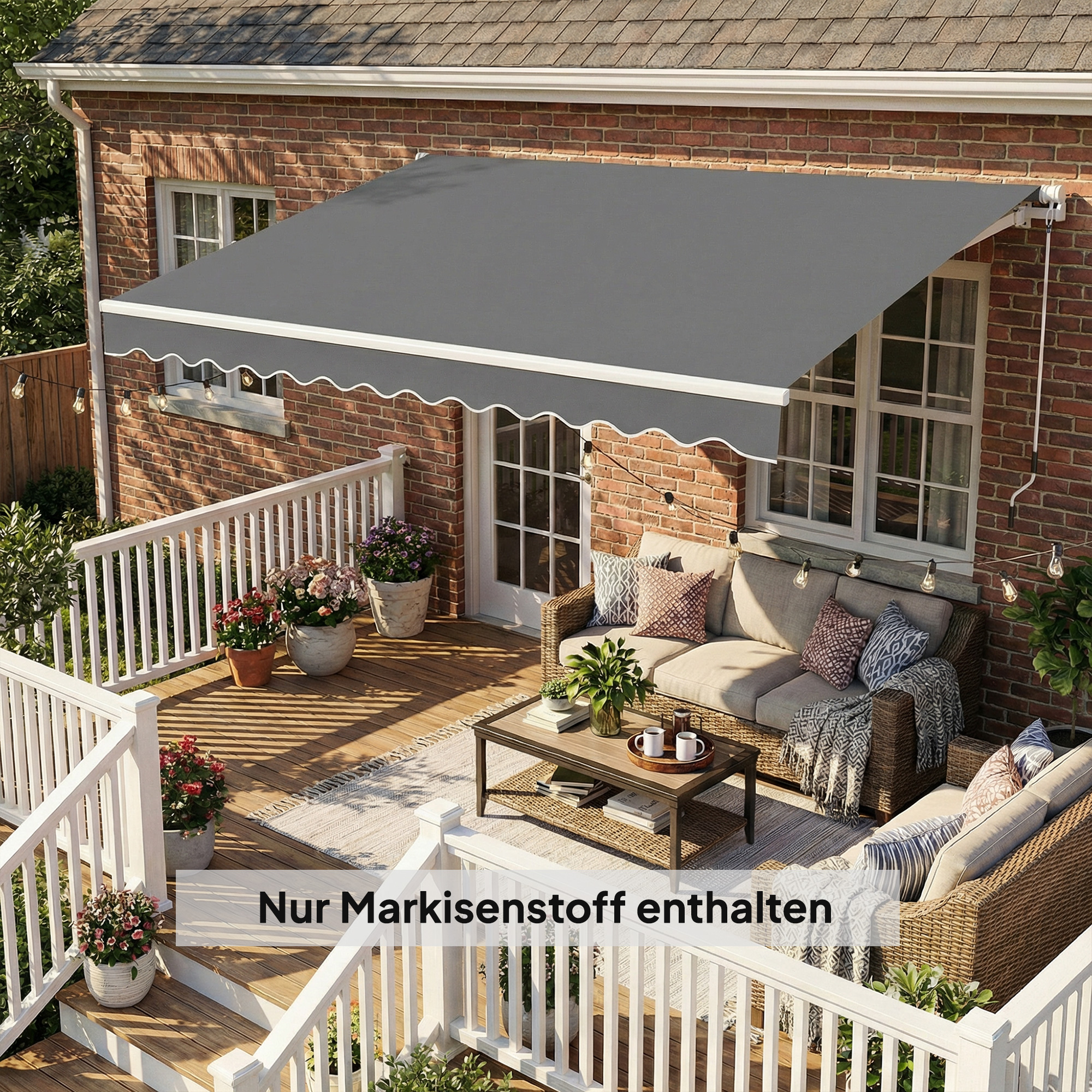 Ersatzstoff für Markise - Sonnenschutzdach UPF 50+ für 3,5 x 2,5 m Rahmen, Dunkelgrau