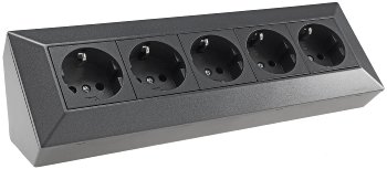 5-fach Steckdosenblock, anthrazit / 250V~/ 16A, Aufbaumontage