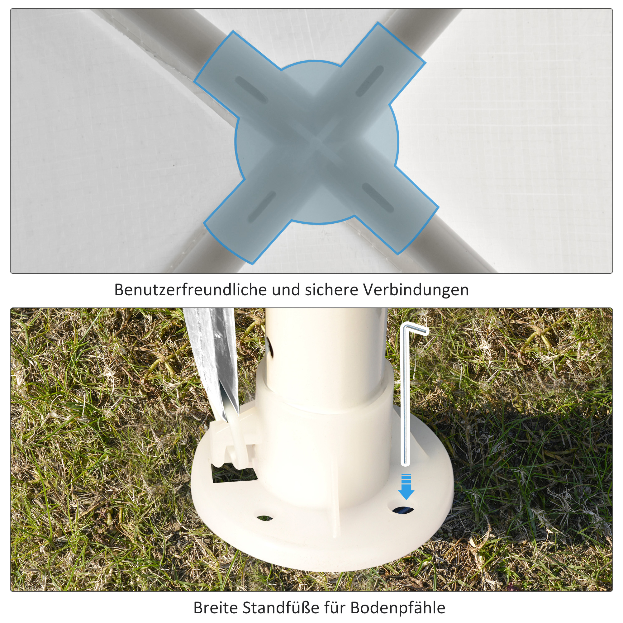Pavillon 2,7x2,7m Rechteckig Wasserabweisend Stabil Winterfest Pavillon Partyzelt Gartenzelt Gartenpavillon Festzelt für Camping Garten, Weiß