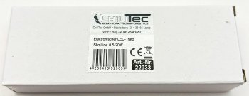 LED-Trafo "CT-SL20" SlimLine 0,5-20W, Ein 180-264V, Aus 12V= Konstantspannung