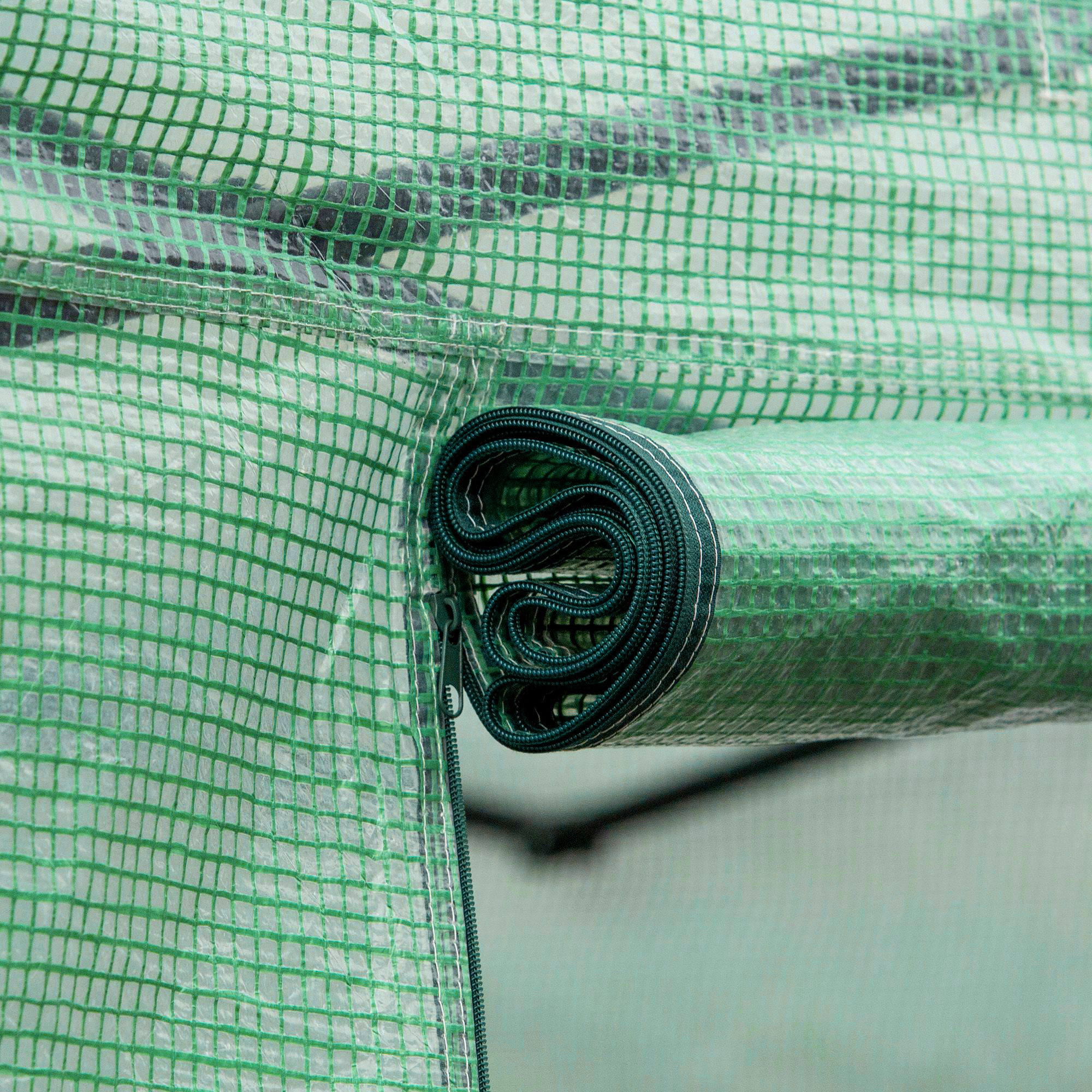 Foliengewächshaus, Treibhaus, begehbar, Netzfenster, Metallrahmen, 4x3x2m, Grün