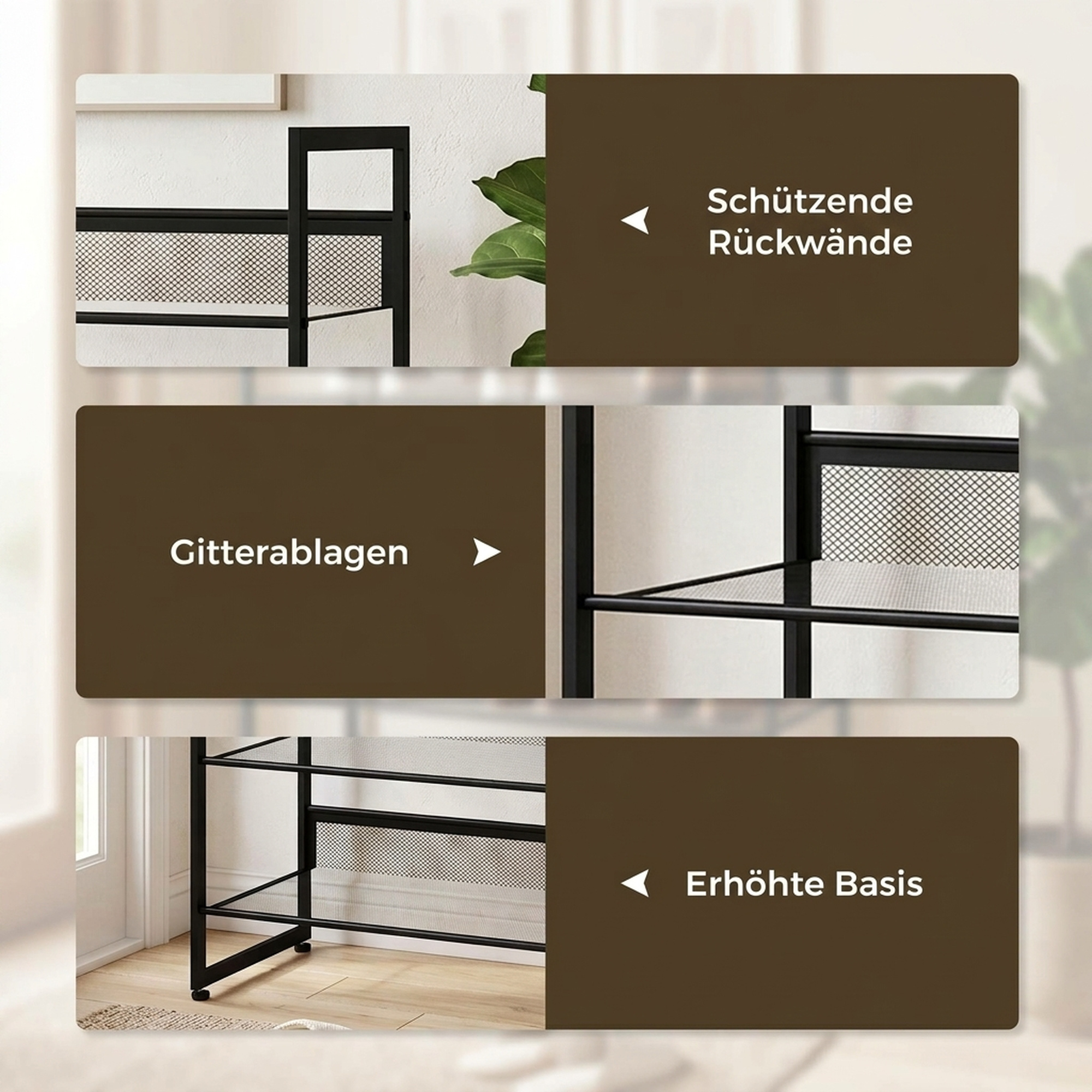 Schuhregal Schuhablage Schuhständer, 4 Regale, 72 cm x 30 cm x 82,7 cm, Schwarz