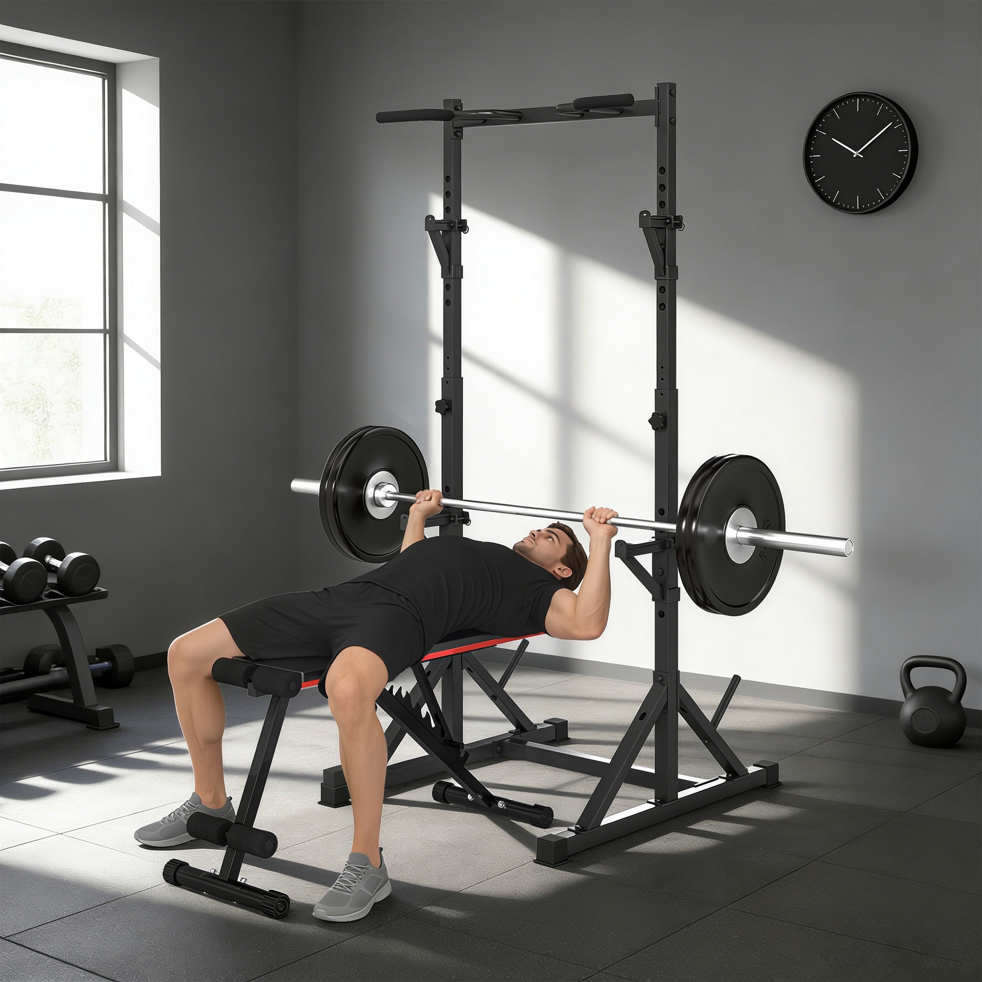 Hantelständer 2 Ebenen Hantelscheibenständer aus Stahl Langhantelablage bis 200 kg belastbar Squat Rack