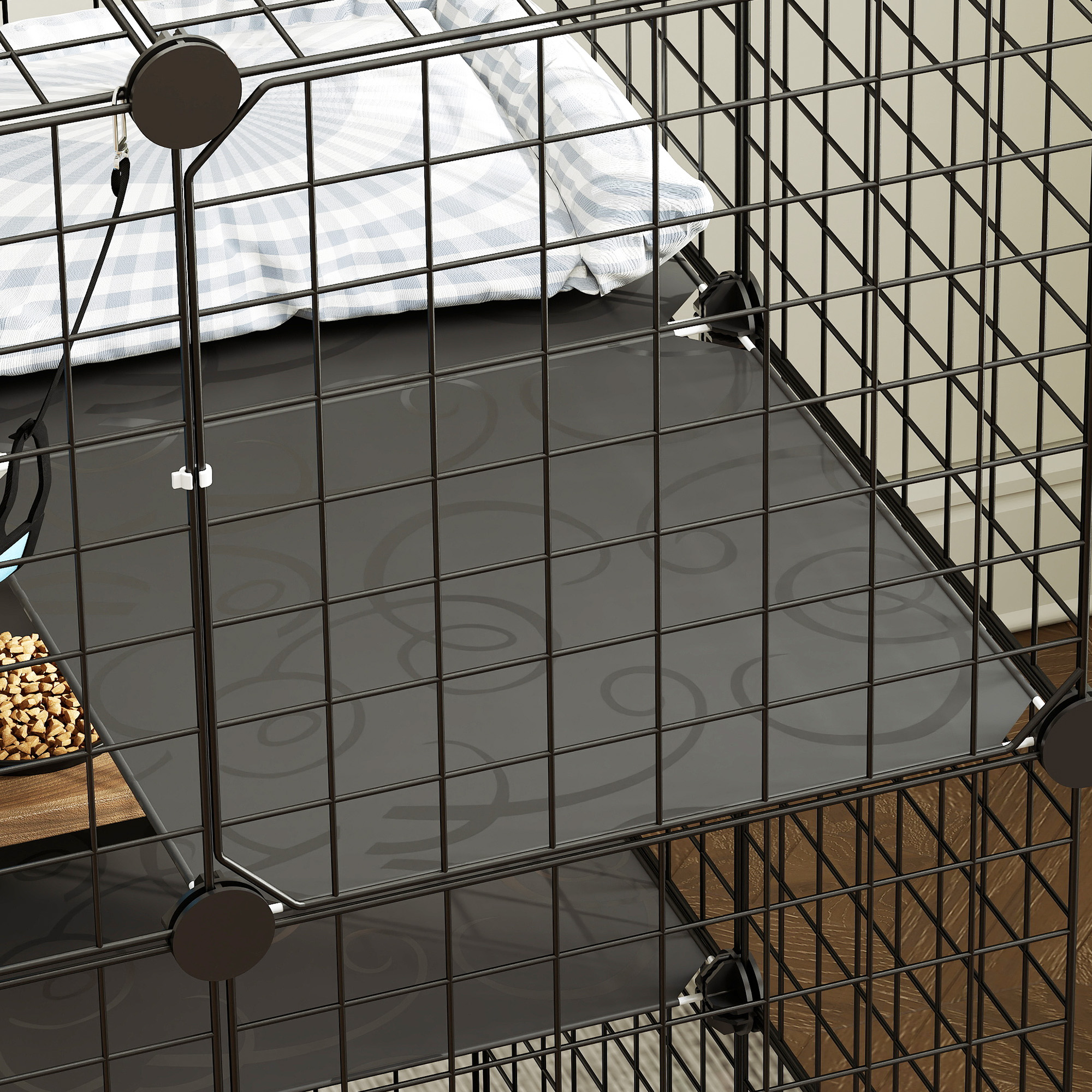 Indoor Katzenkäfig 105 cm, Stahl-Katzengehege mit 3 Türen, DIY-anpassbares Design für Kätzchen unter 4kg