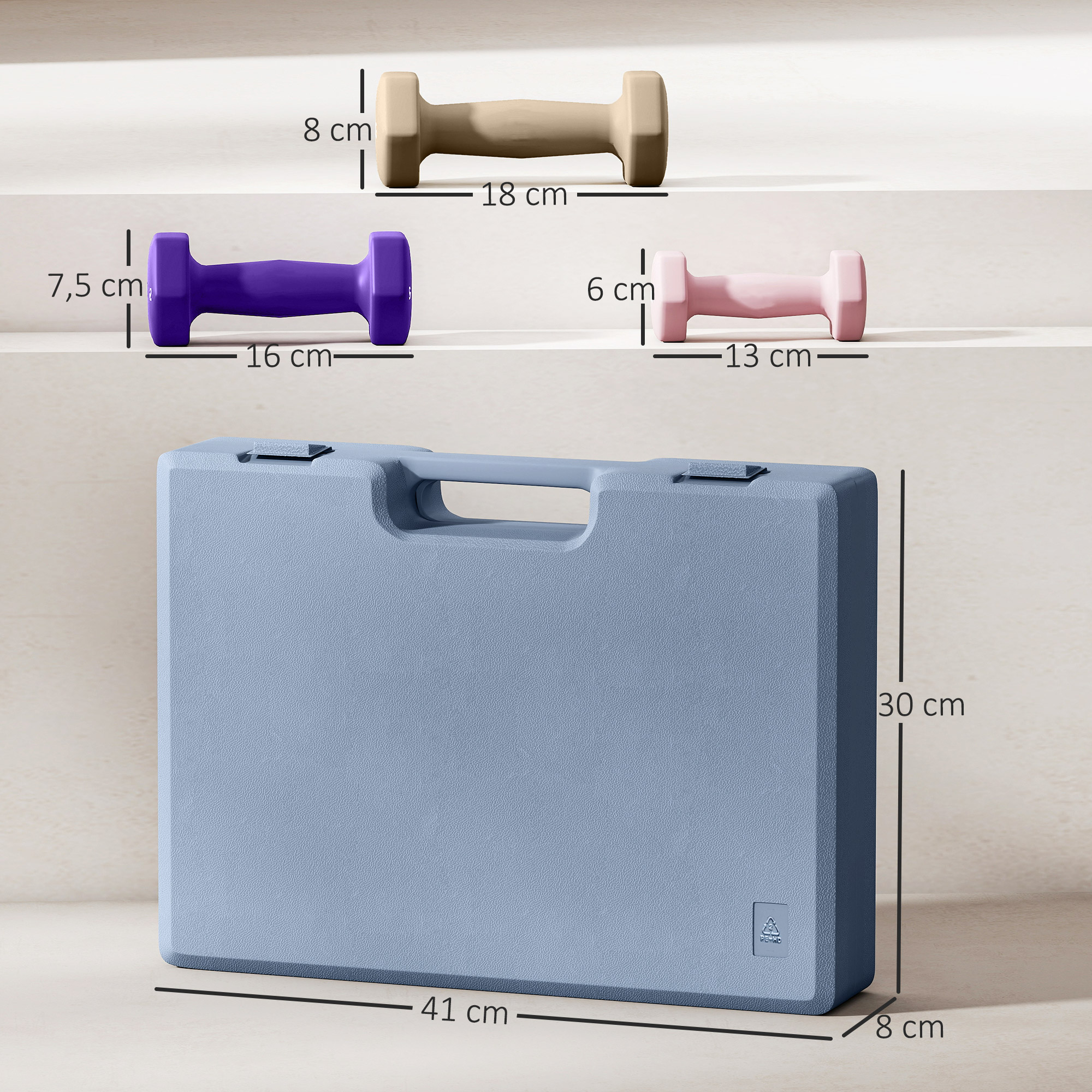 Hantelset, 6er Set Hanteln mit Gewichten, Kurzhantelset aus Stahl, 1kg, 2kg, 3kg