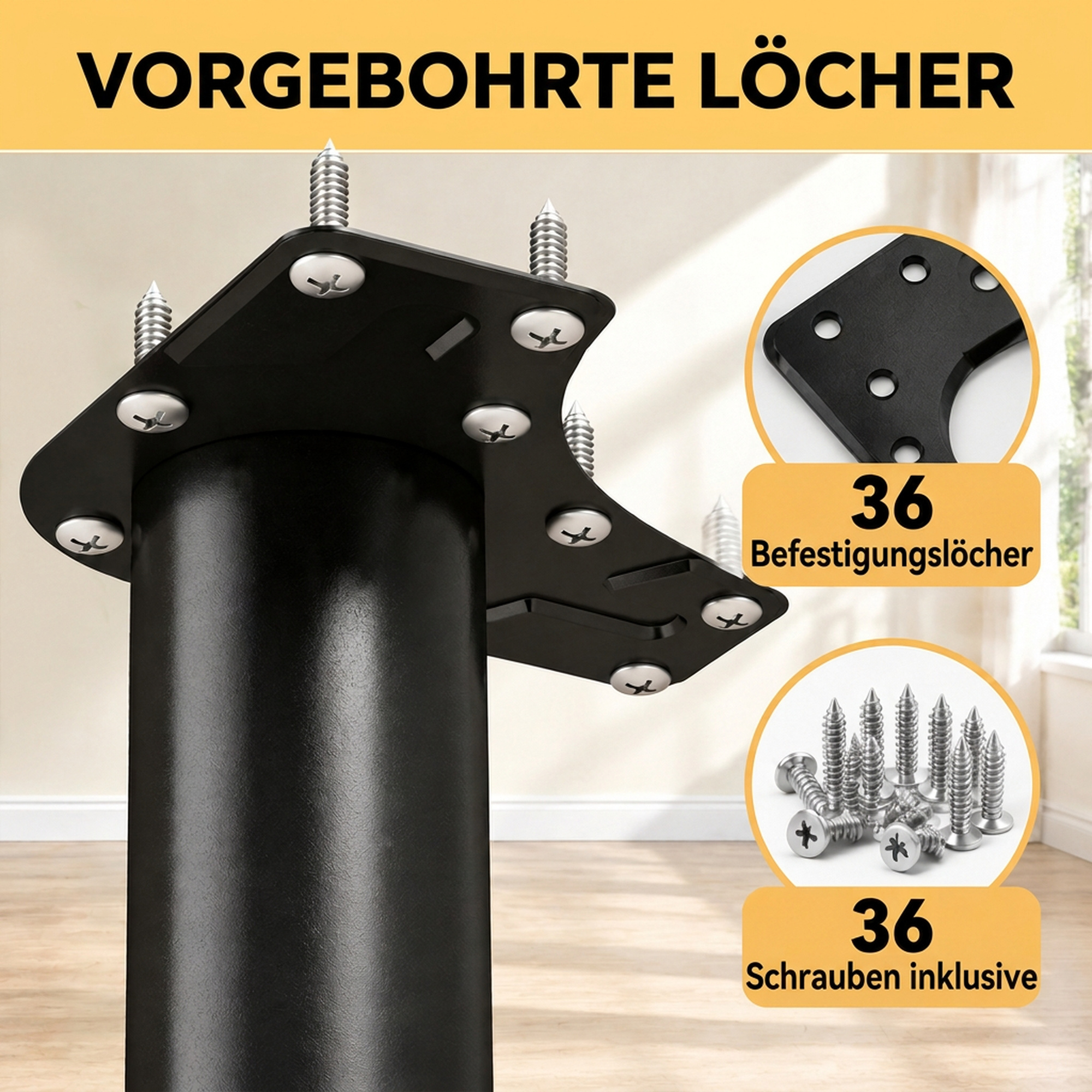 Tischbeine im Industrie-Look und Tischfüße Metall mit Schrauben in Schwarz