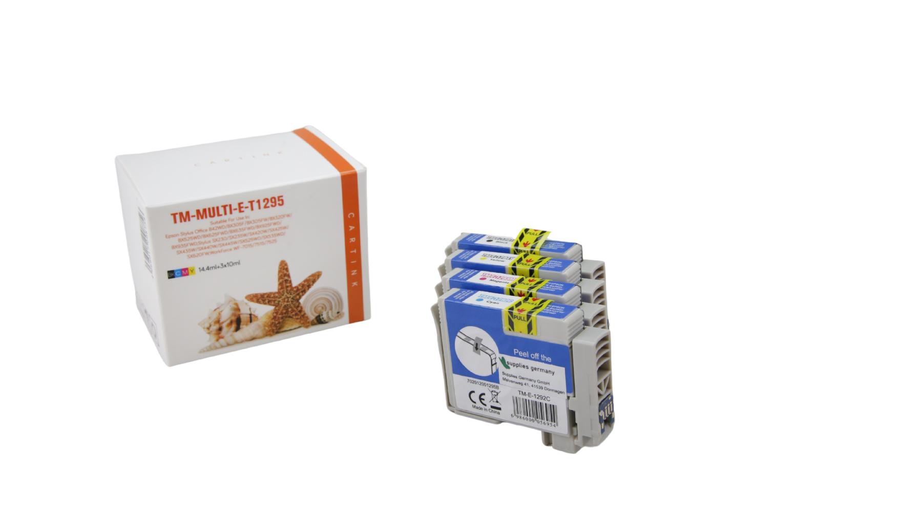 Multipack T1295 alternativ Tinte für Epson / C13T12954012 / BK15ml /C,M,Y13ml