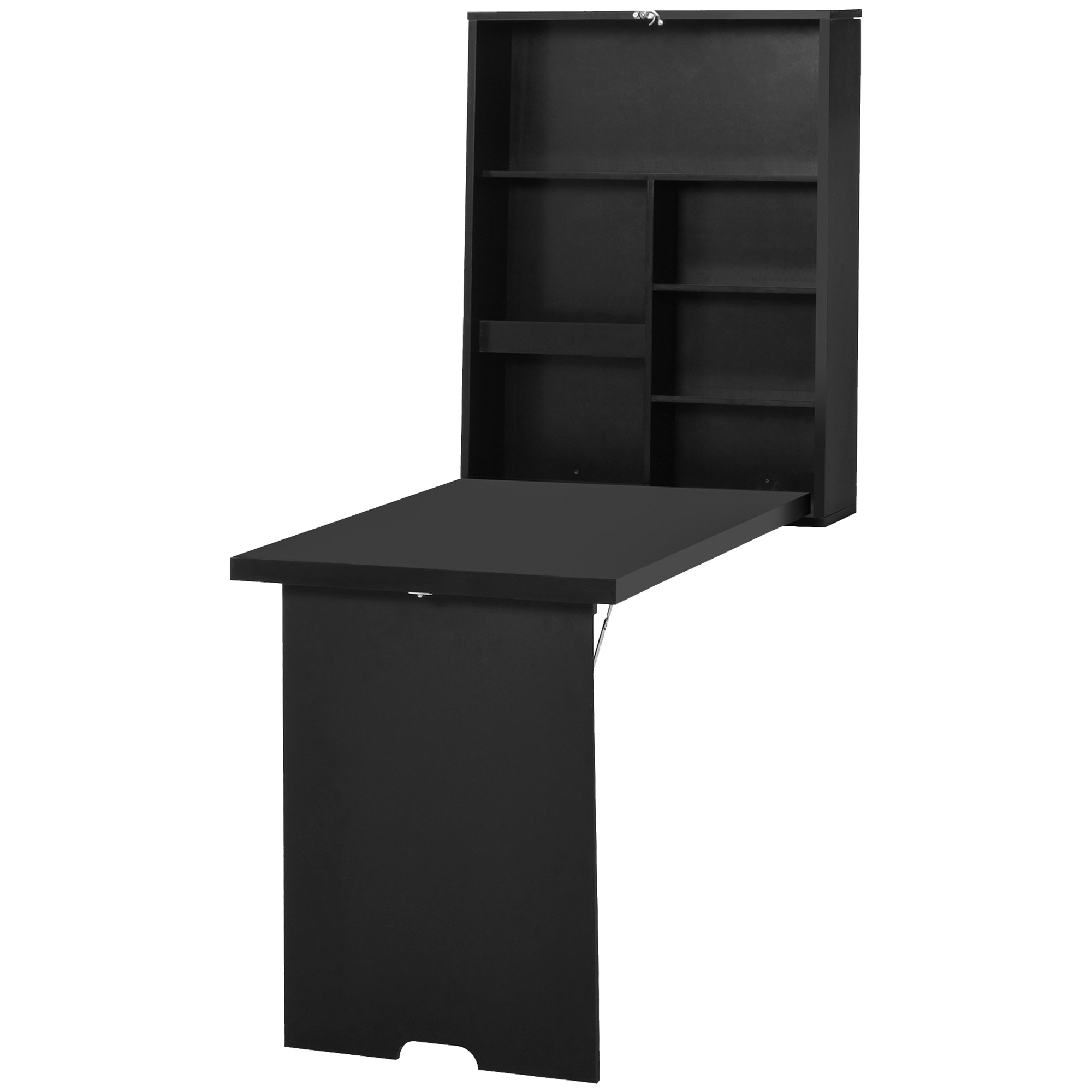 Wandklapptisch Wandschreibtisch, inkl. Schreibtafel, 60 cm x 94,5 cm x 147 cm, Schwarz