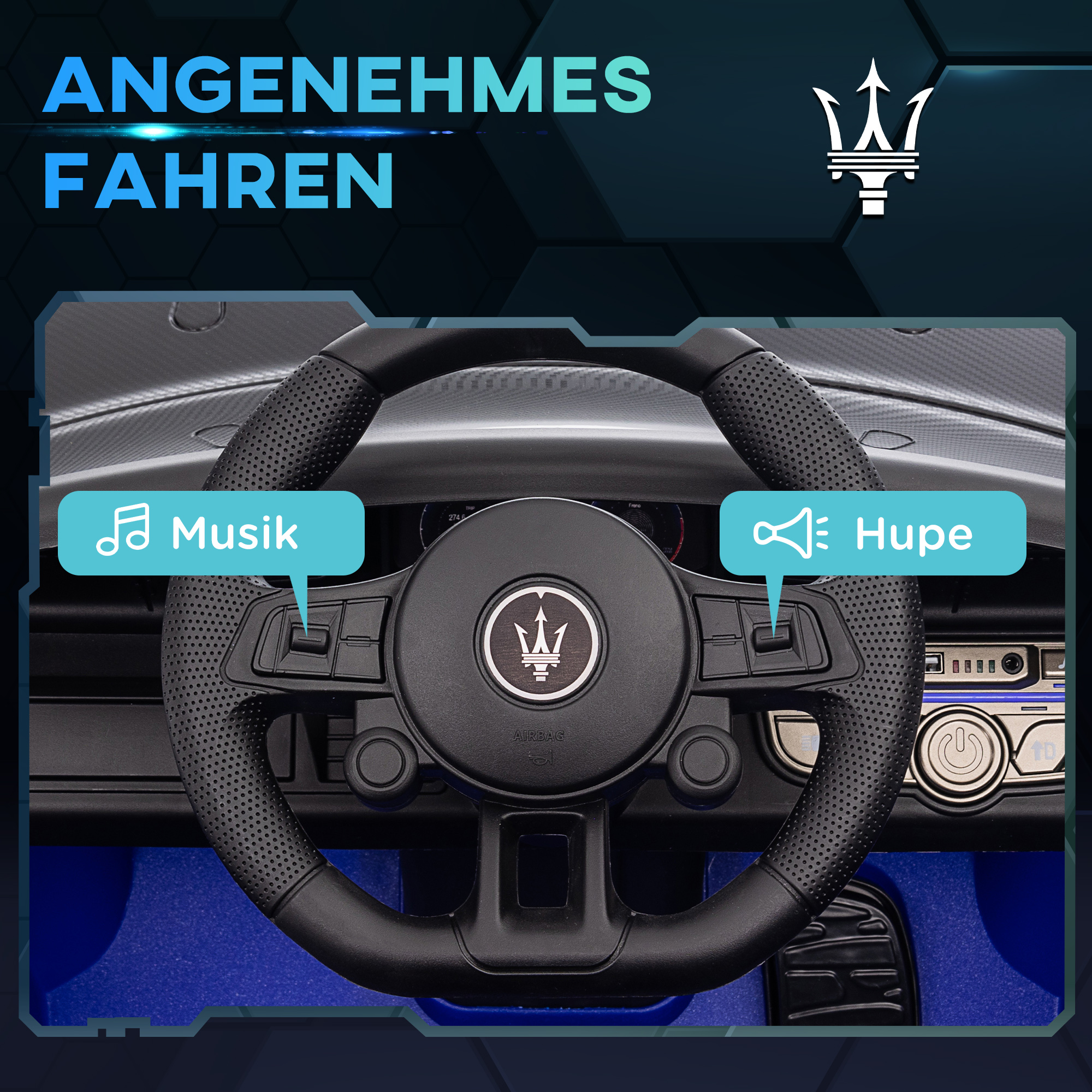 Elektro-Kinderauto 12V, lizenziert, Fernbedienung, stoßdämpfende Räder, Blau, 115x60x45 cm