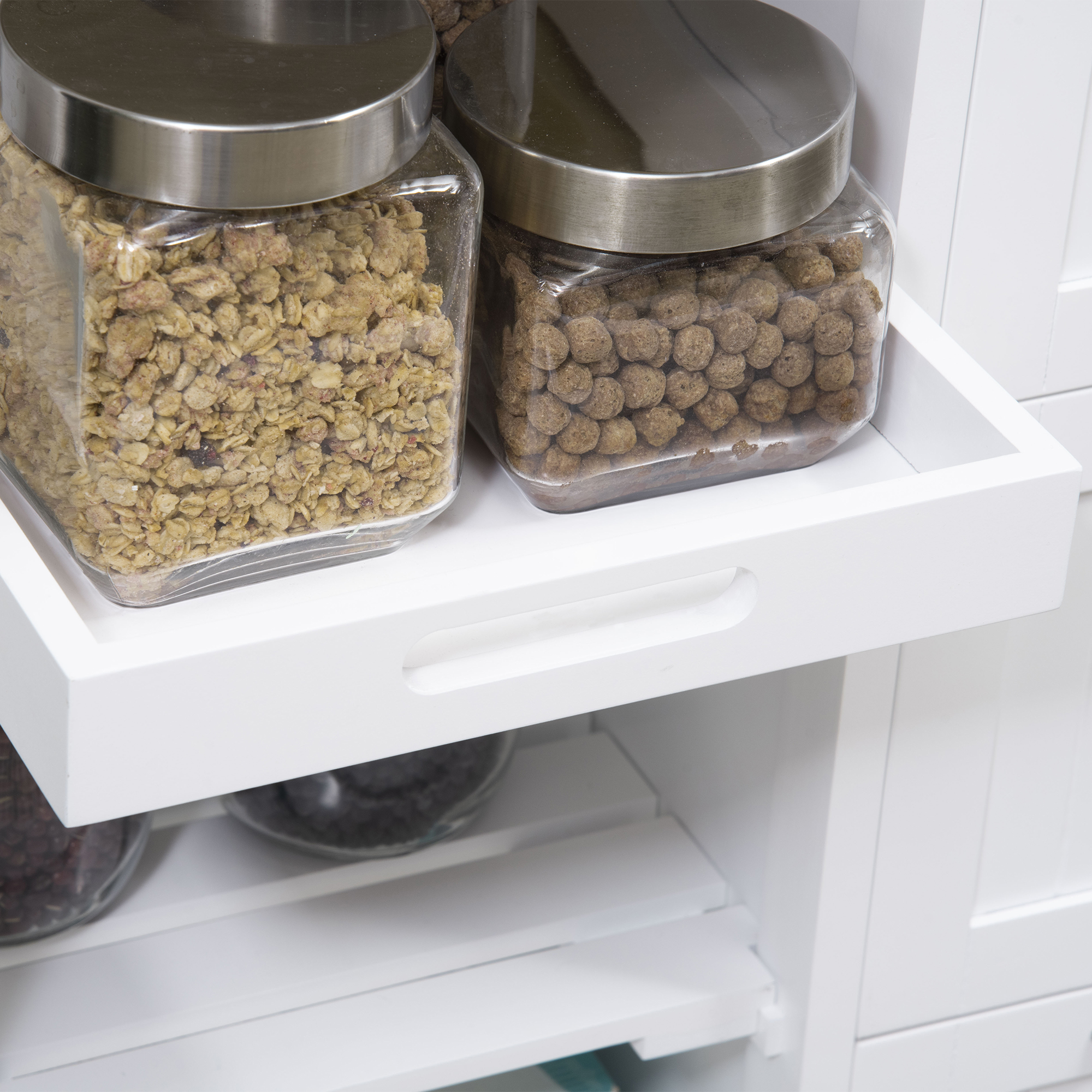 Küchenwagen im Landhausstil Kücheninsel Küchentrolley mit 3 Schubladen, Weiß