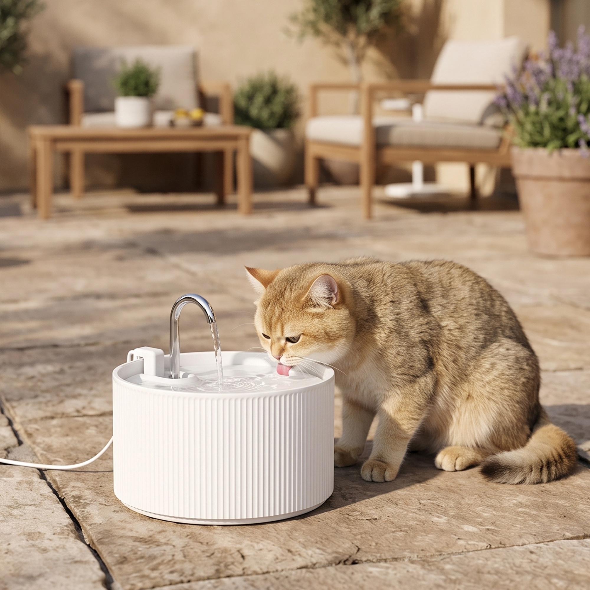 Katzenbrunnen 2,2L Keramik Trinkbrunnen mit 4-fach Filtersystem 2 Modi 1 Filter & Schaumstoff Ultraleise Pumpe, BPA-frei