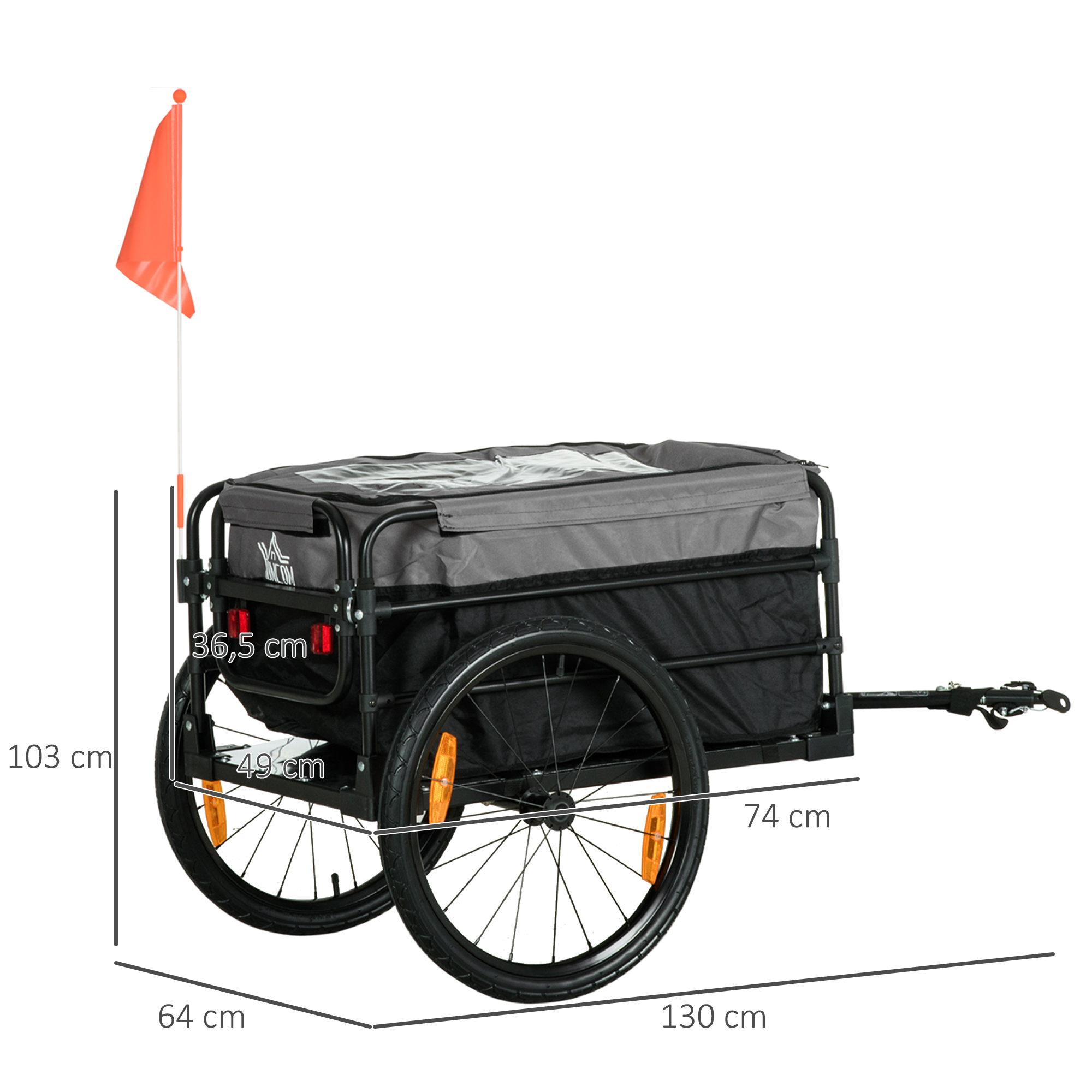Lastenanhänger Bollerwagen 130 x 64 x 103 cm Stahl Schwarz+Grau