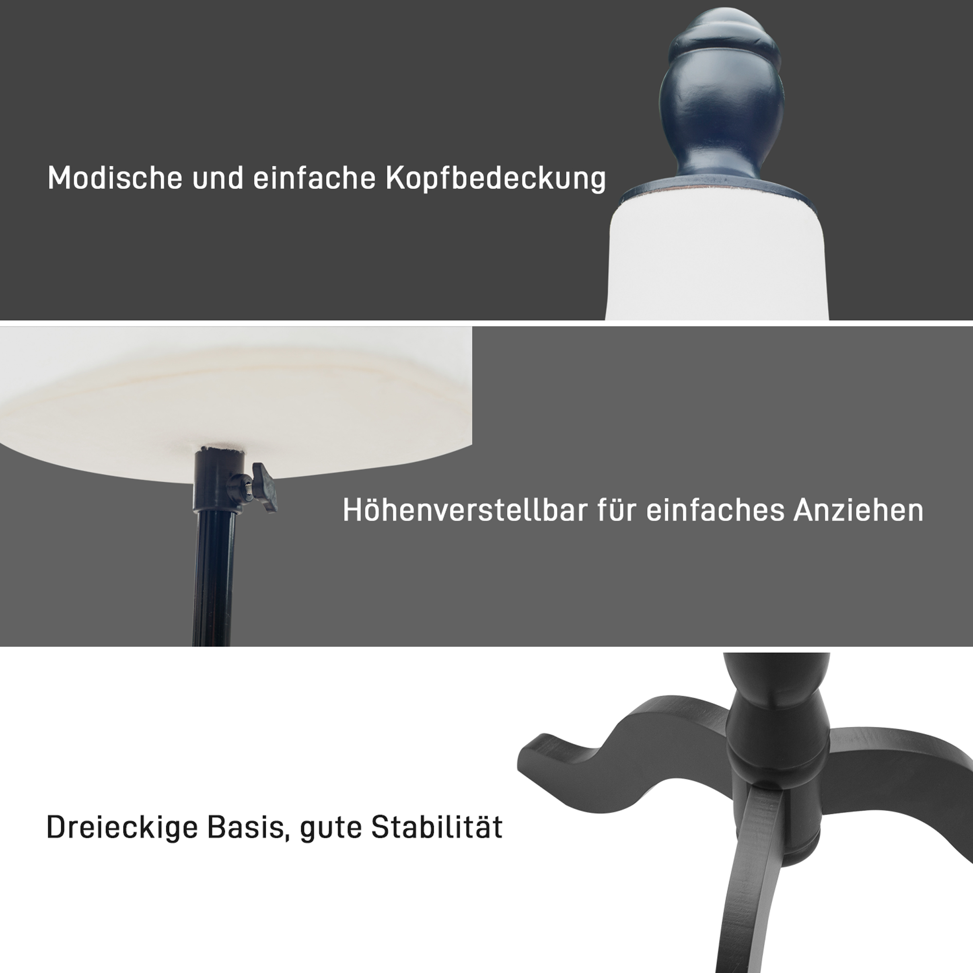 Mannequin-Torso, Kleiderpuppe, Schaufensterpuppe, Schaumstoff, Holz, Metall, Weiß