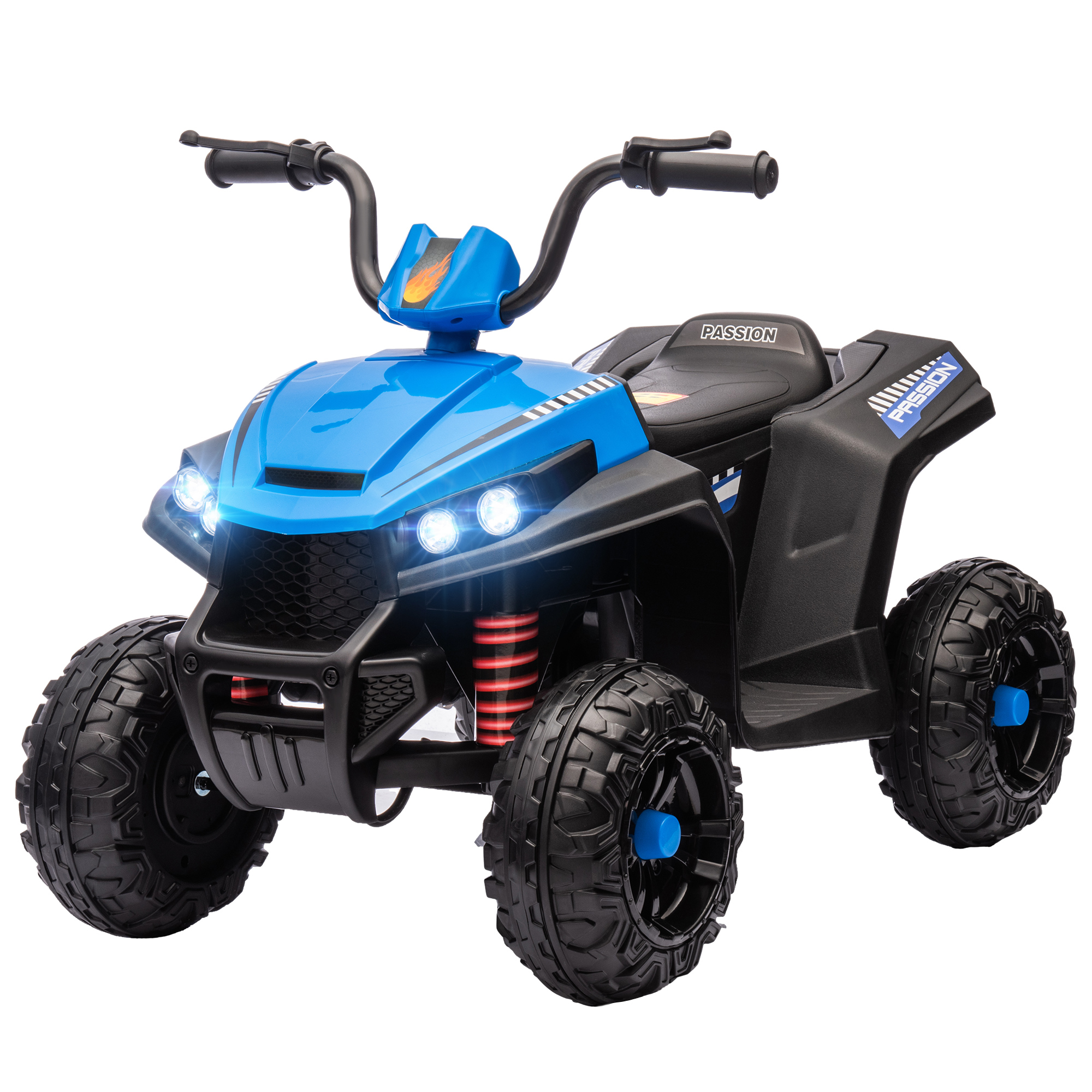 Elektro-Kinderquad, Licht & Musik, Federung, 5 km/h, 50 Min. Fahrzeit, für 3-5 Jahre, Blau