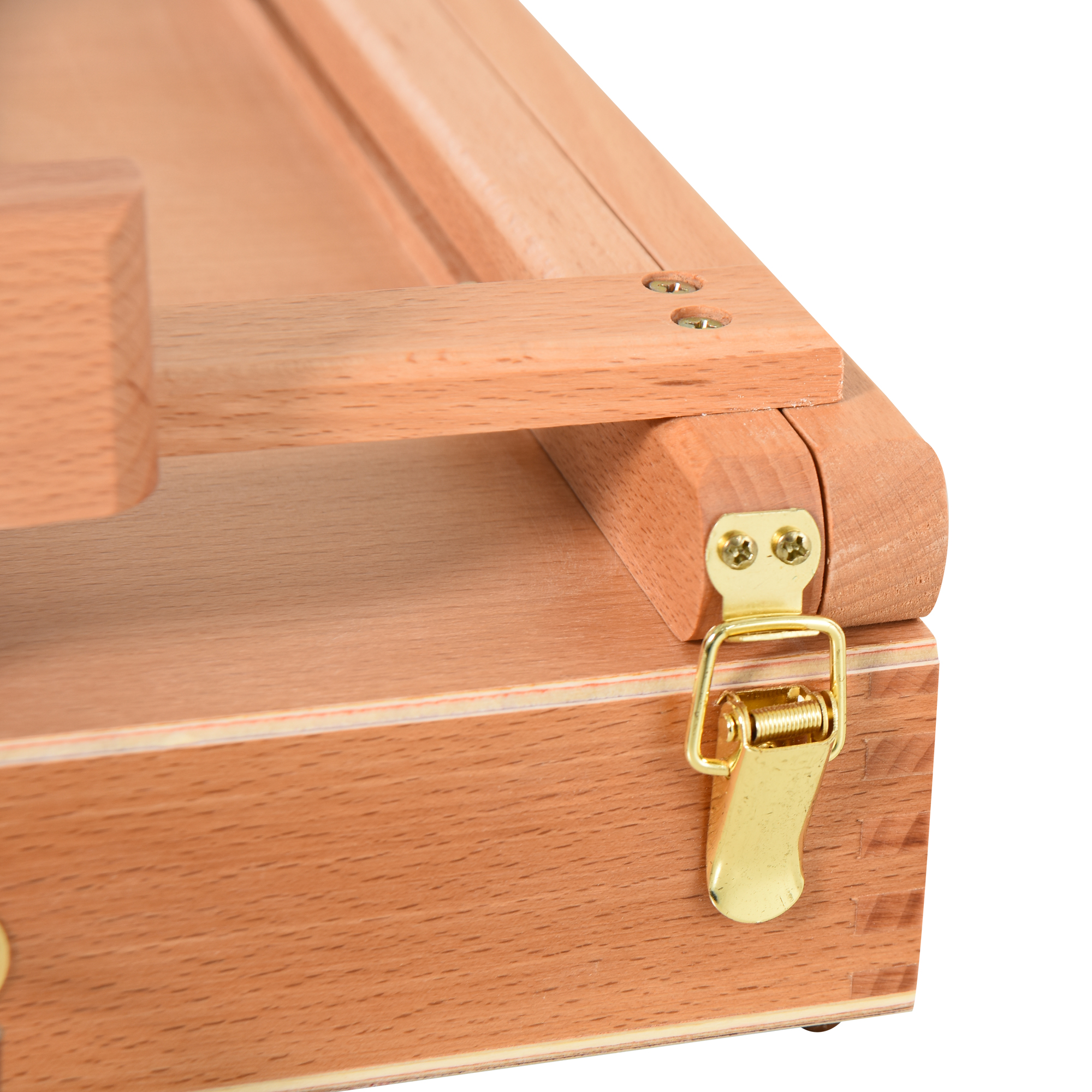 Tischstaffelei Winkelverstellbare Staffelei mit Griff Kofferstaffelei zum Malen & Zeichnen Faltbare Atelierstaffelei mit Schublade Buchenholz Natur