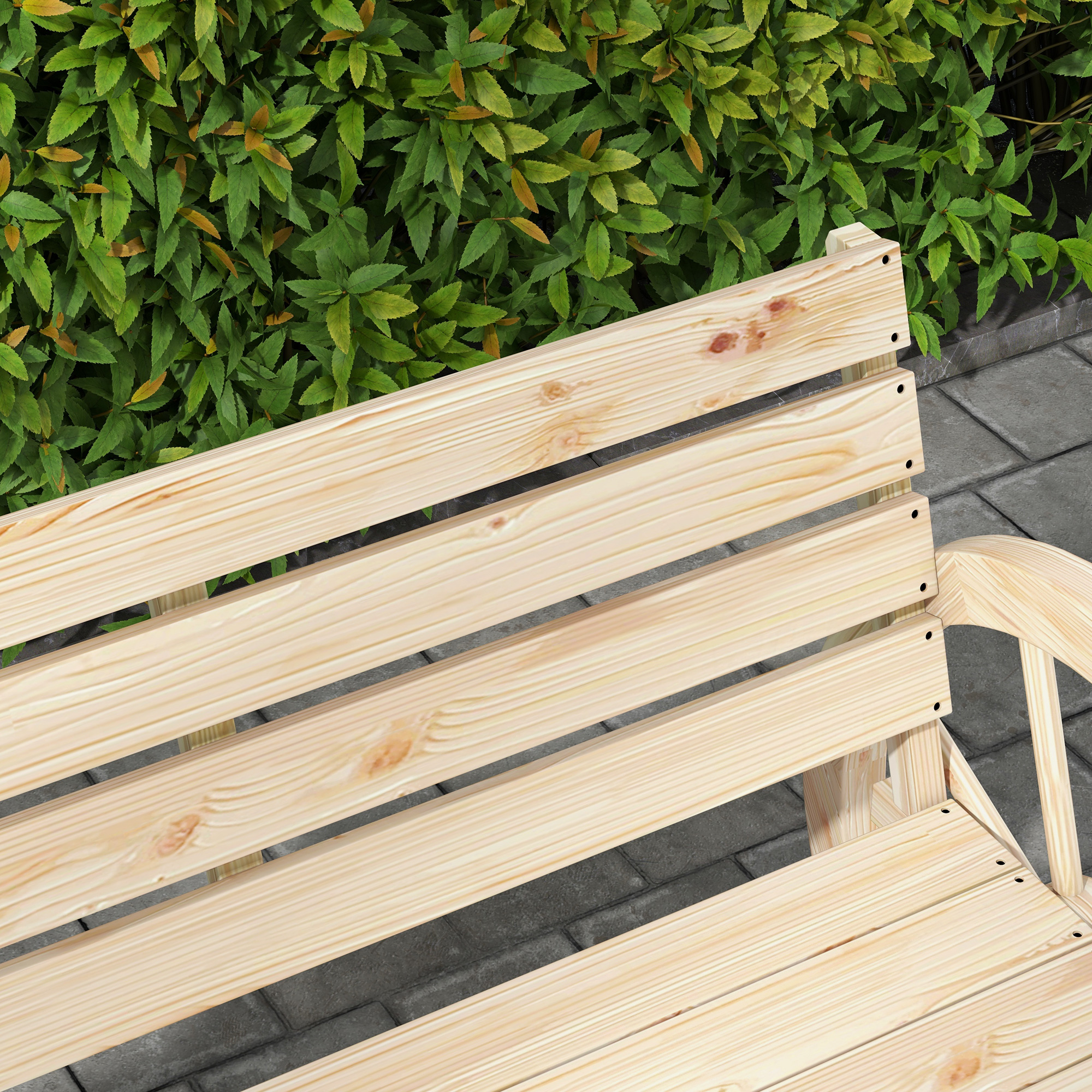 Gartenbank, Wagenrad-Design, für 2 Personen, Naturholz, dunkelbraun, 105,5 x 56 x 79 cm, Natur