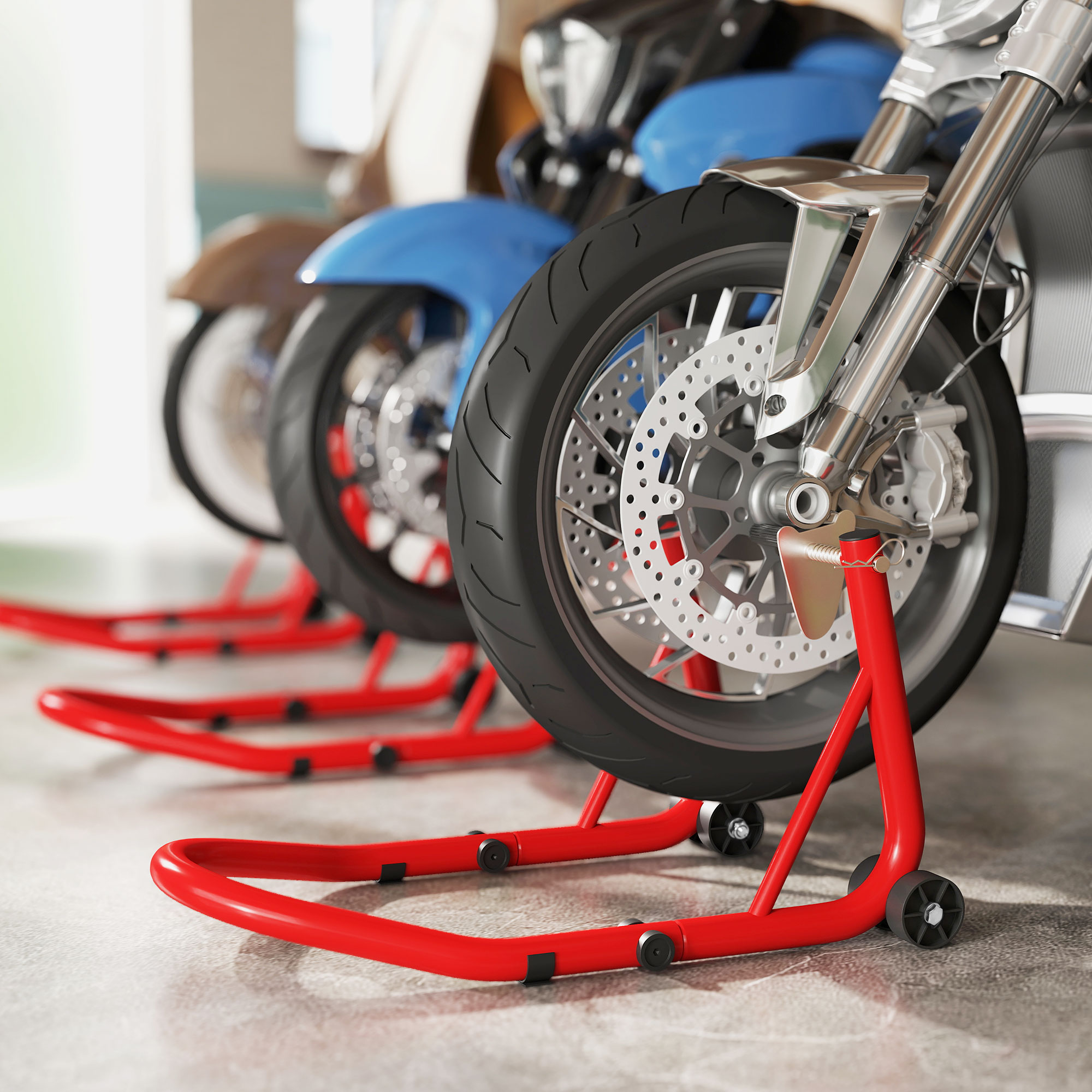 Motorradständer Set vorne/hinten Montageständer Motorradheber bis 544 kg Stahl Rot